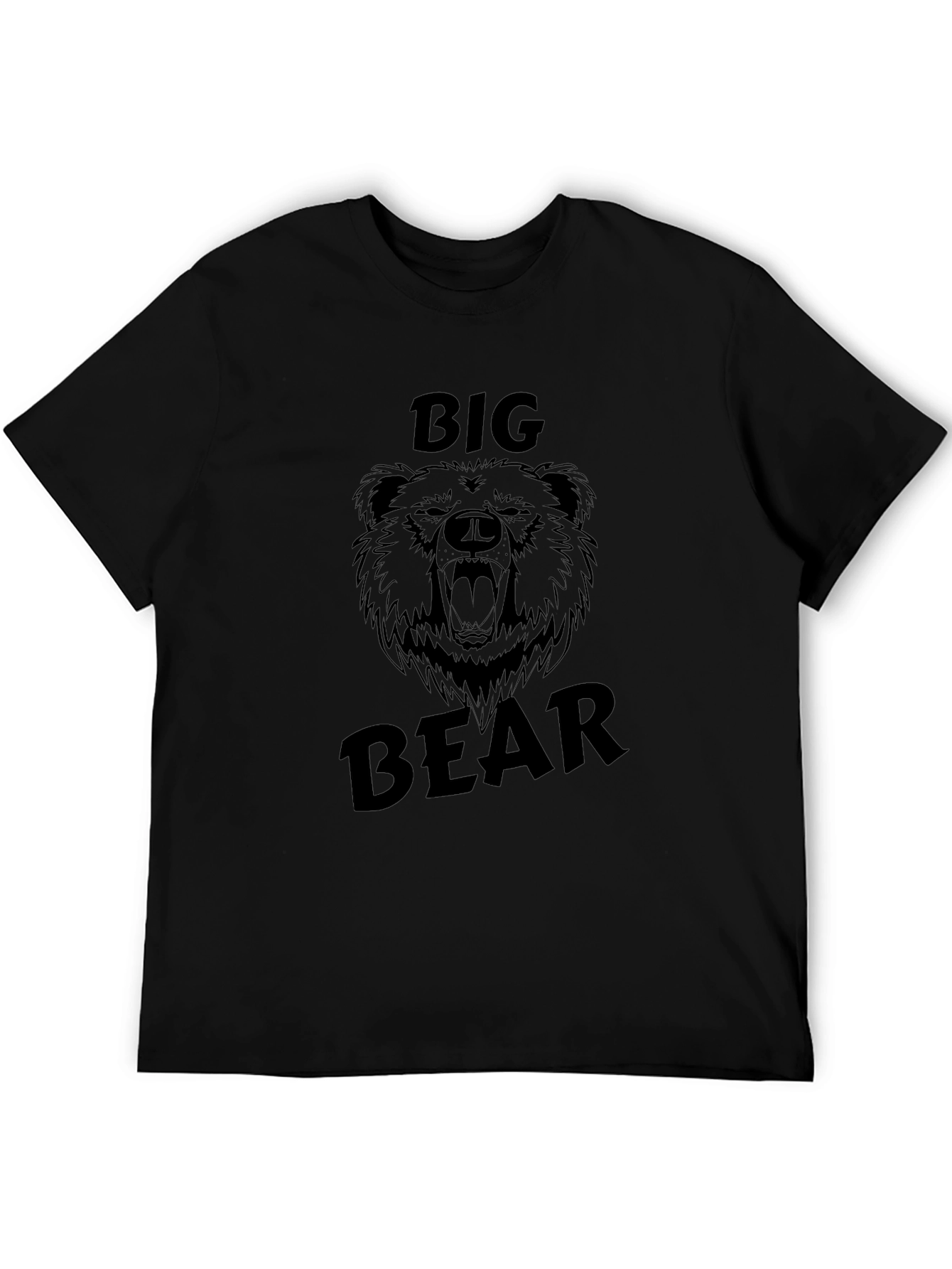 Black Big Bear Graphic Tee - Mens Black Cotton T-Shirt view 5