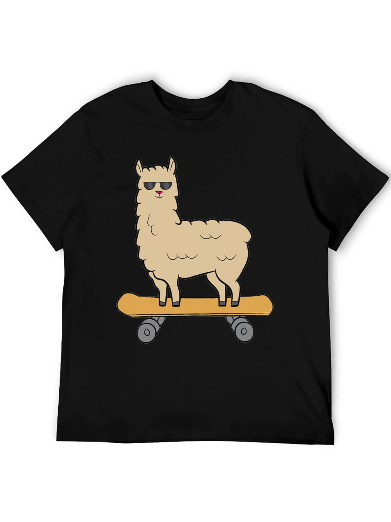 Black Cool Llama Skateboard Graphic Tee - Black view 5