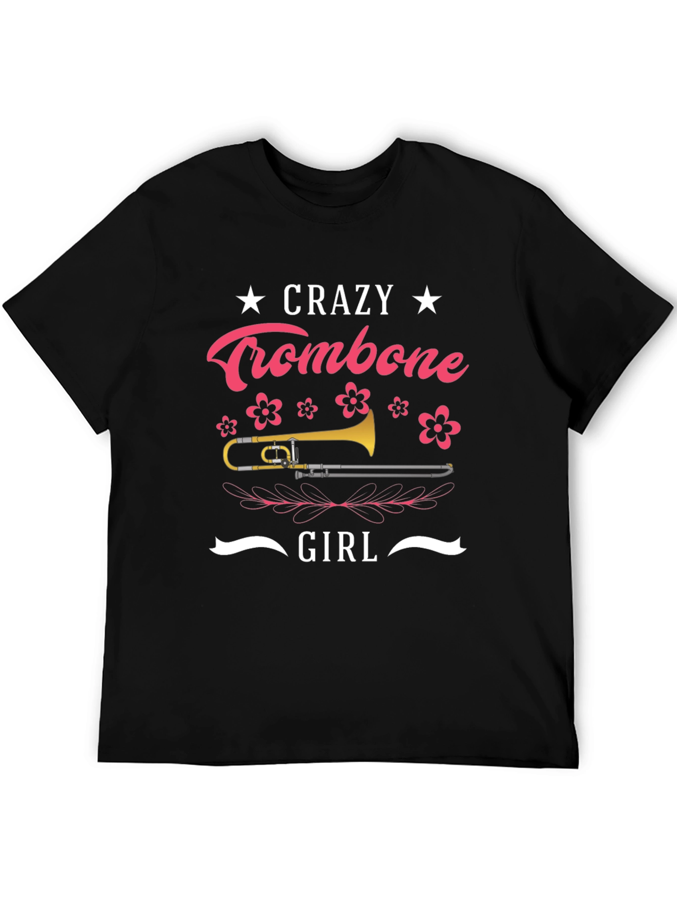 Crazy Trombone Girl Black T-Shirt - 5