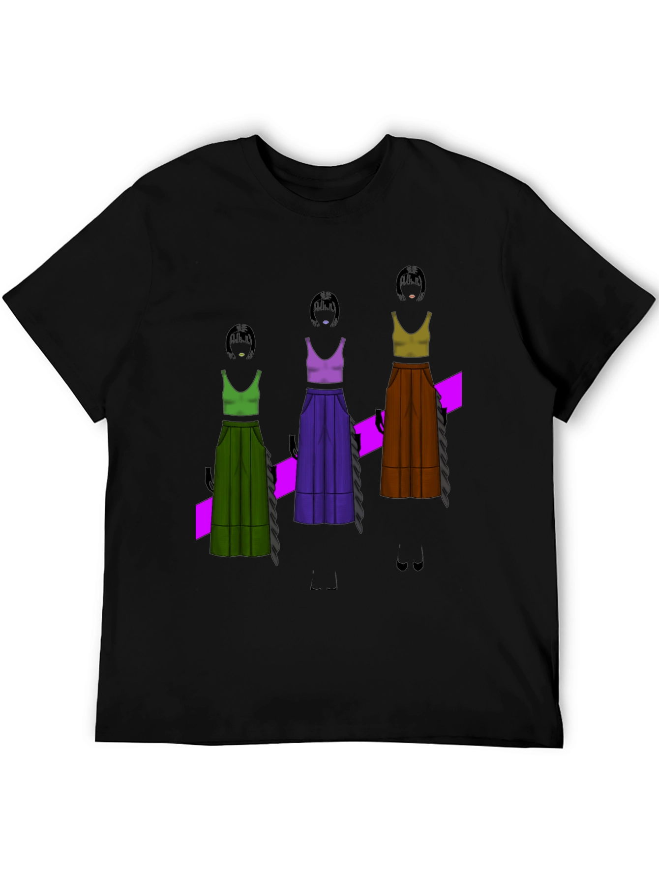 Black Unique Graphic T-Shirt - Fashion Illustration view 5