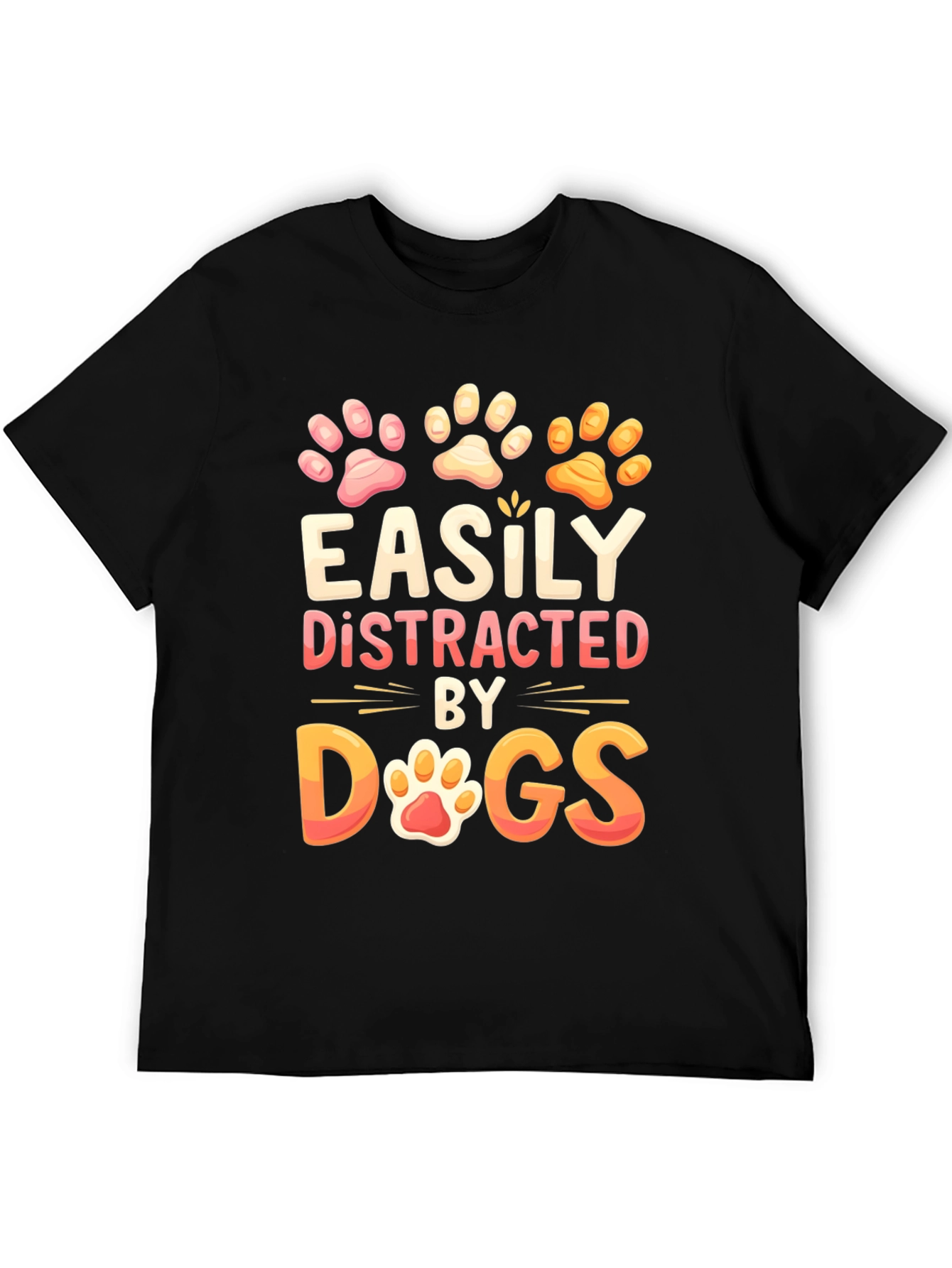 Black Easily Distracted by Dogs Graphic T-Shirt view 5