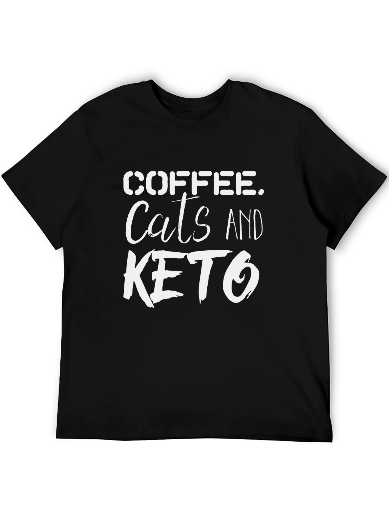 Black Coffee Cats Keto T-Shirt - Unisex Black Tee view 5