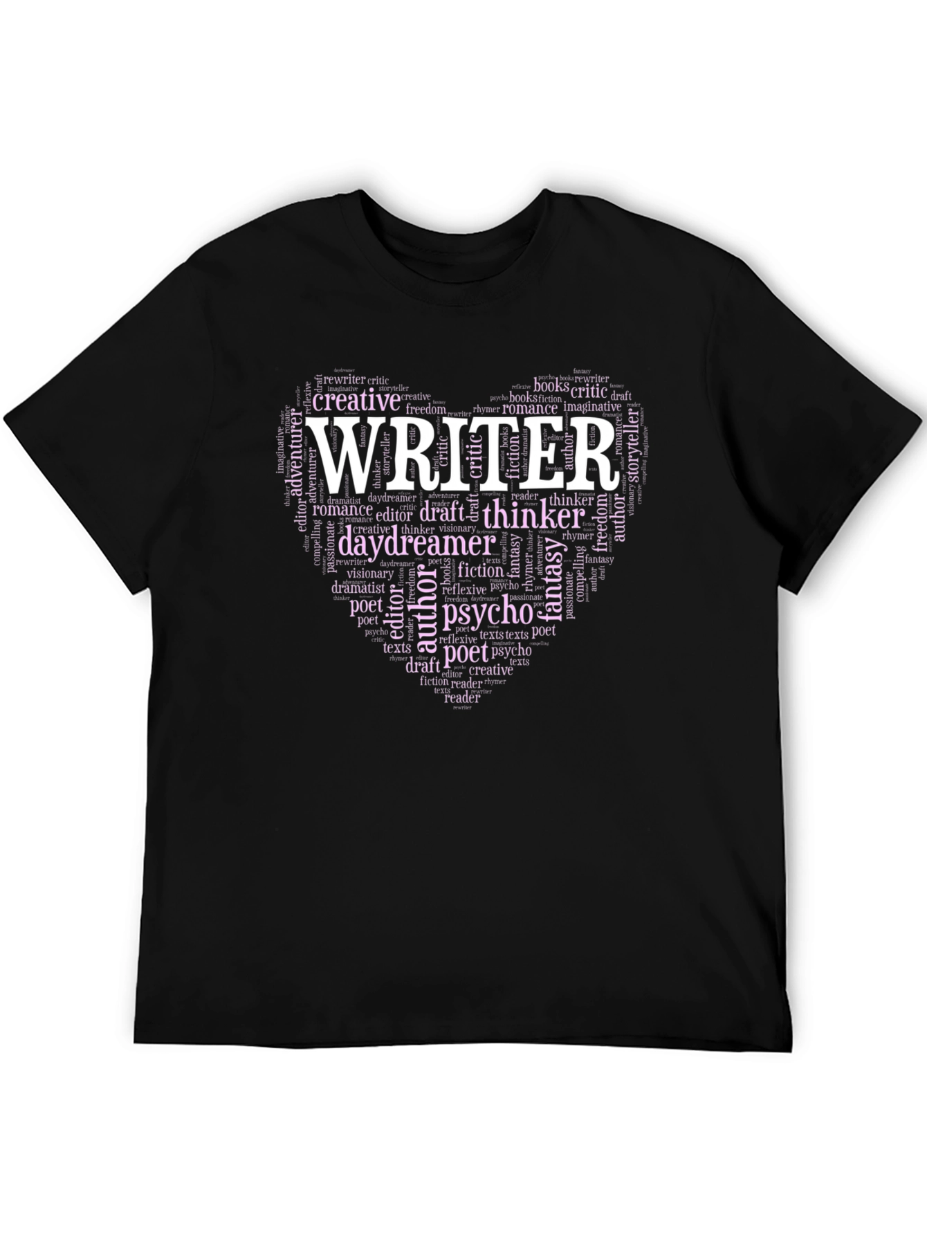 Black Writer Word Art Heart Graphic Tee view 5