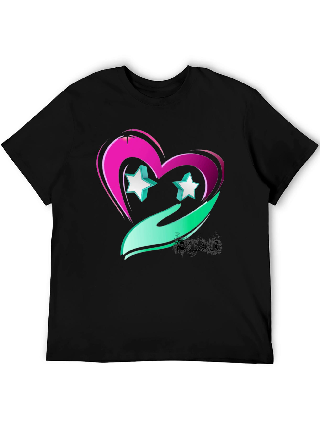 Black Star Heart Graphic Tee - Trendy Casual Wear view 5