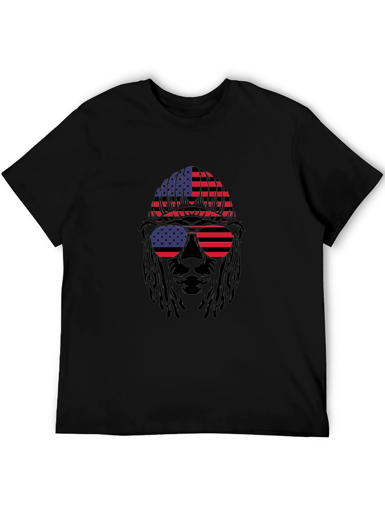 Black American Flag Bear T-Shirt view 5