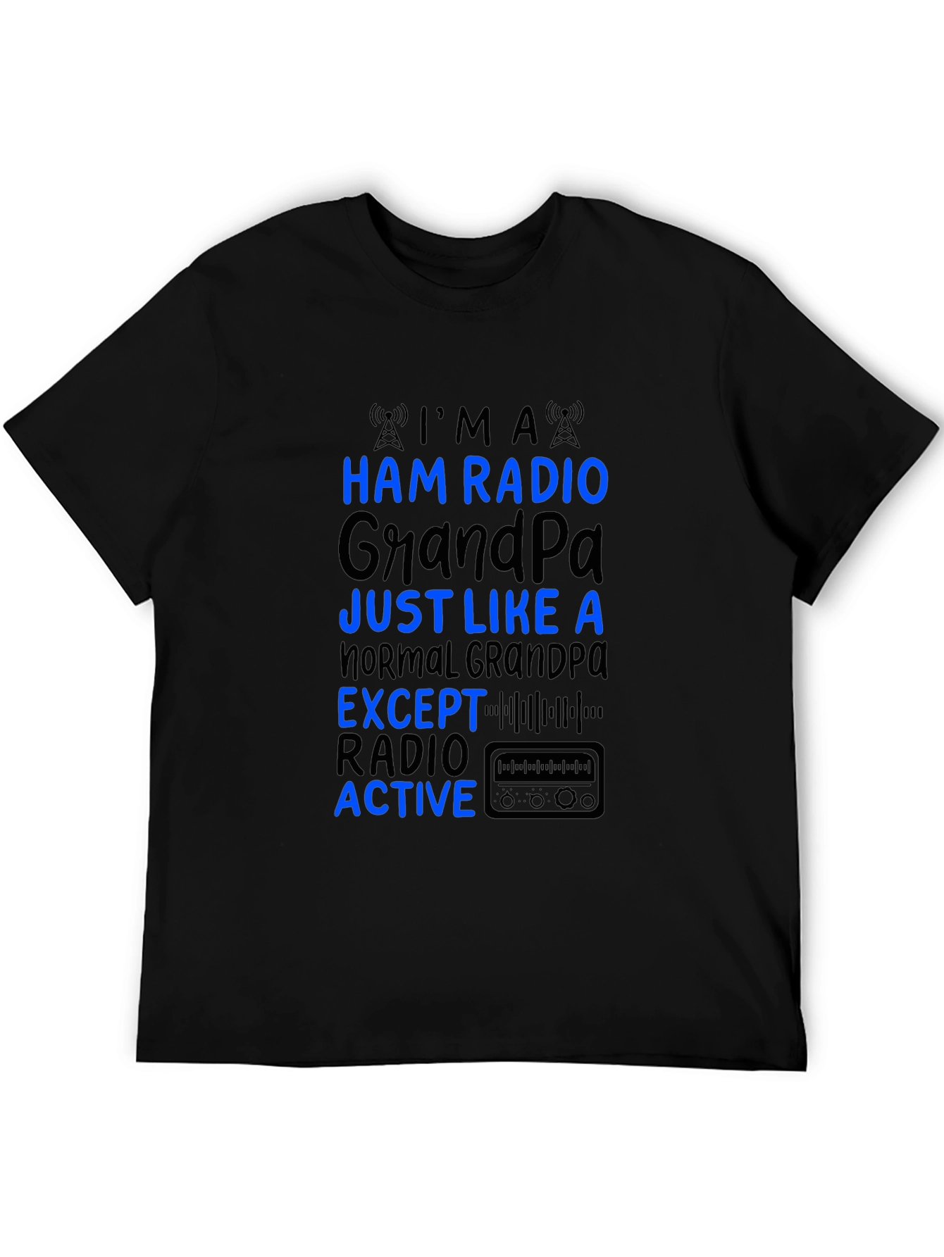 Black Ham Radio Grandpa T-Shirt - Active Radio Lover view 5