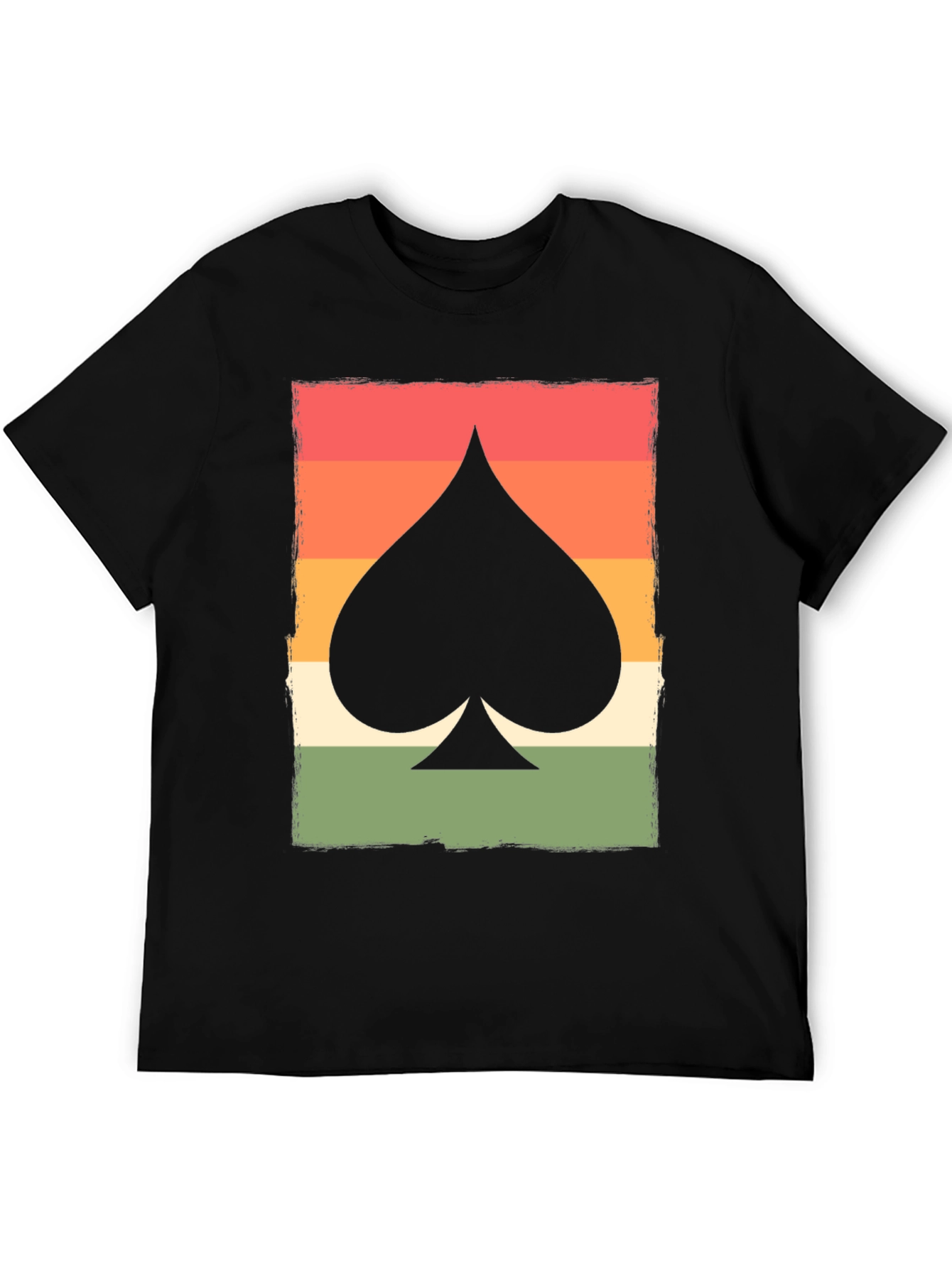Black Retro Spade Card Graphic T-Shirt - Unisex view 5