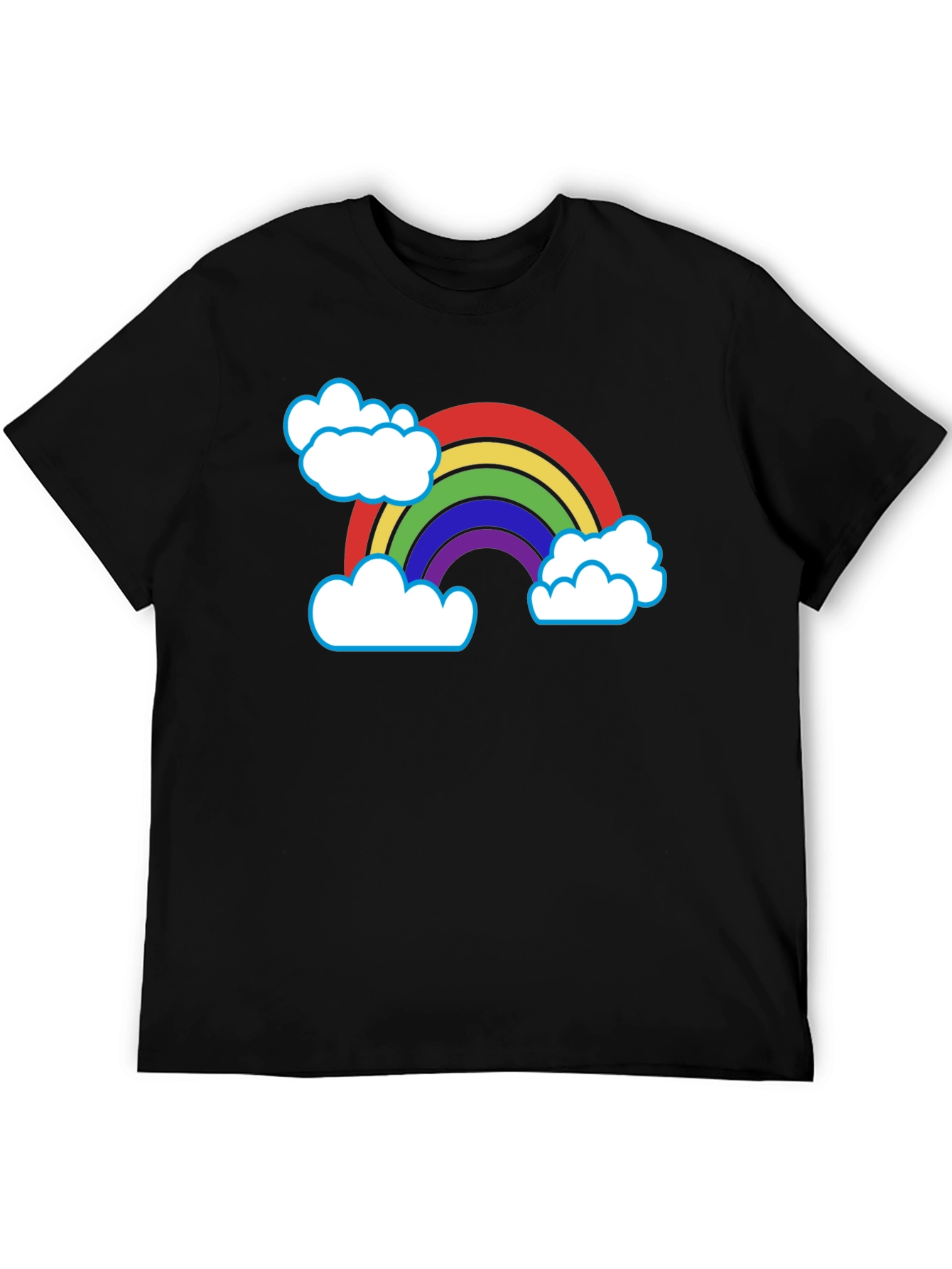 Black Rainbow & Clouds Graphic T-Shirt - Black Cotton Blend view 5