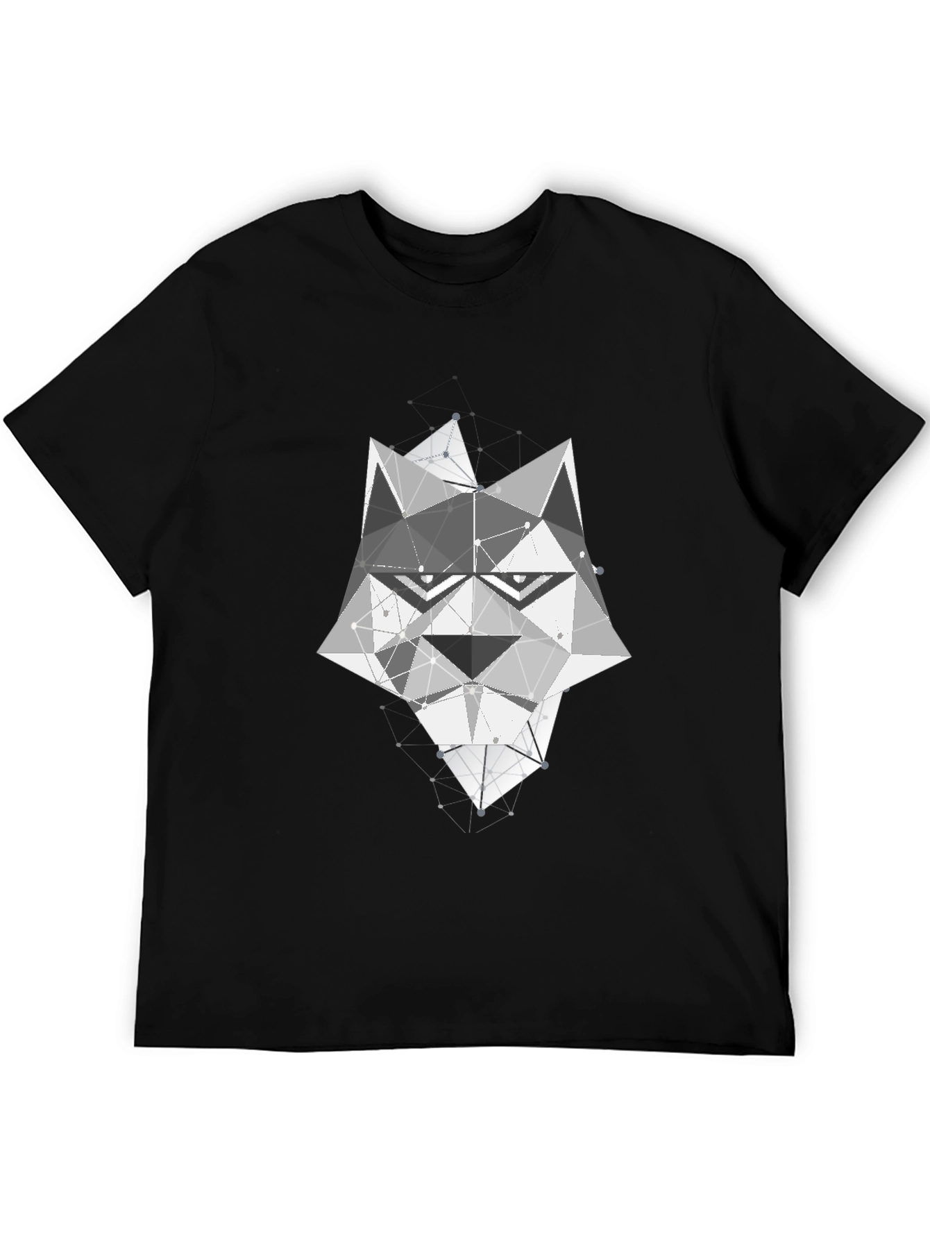 Black Geometric Wolf Graphic T-Shirt view 5