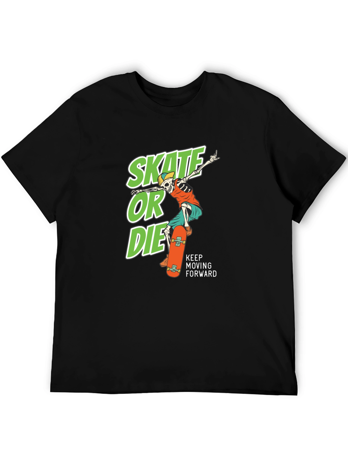 Black Skate or Die Graphic Tee - Cool Skateboarder Skeleton T-Shirt view 5