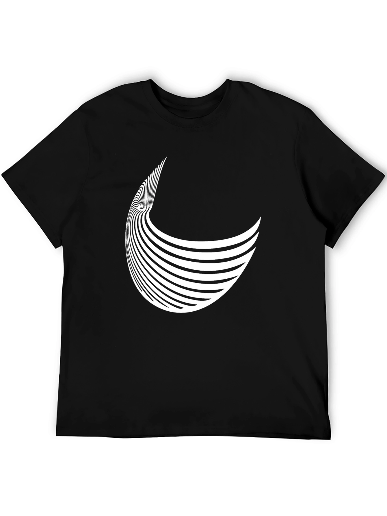 Black Abstract Striped Crescent Black Tee view 5
