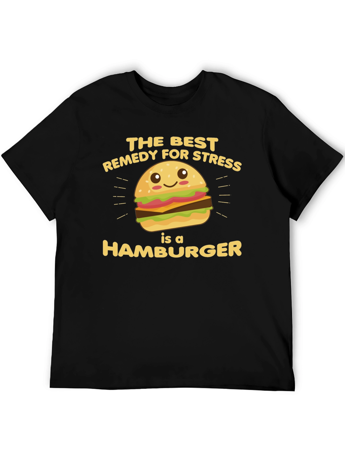 Black Hamburger Stress Relief T-Shirt view 5
