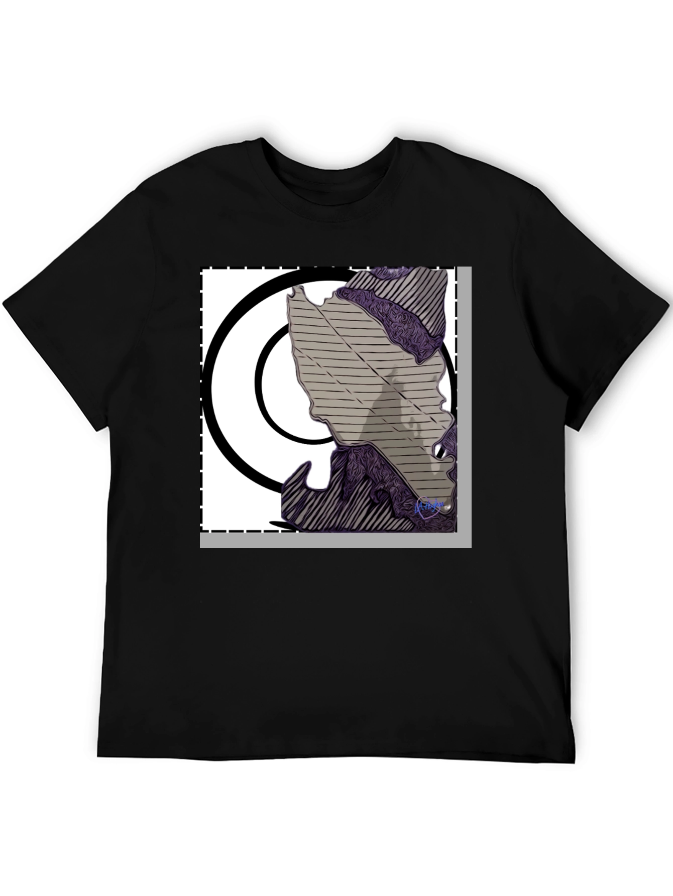 Black Abstract Graphic Print Black T-Shirt view 5