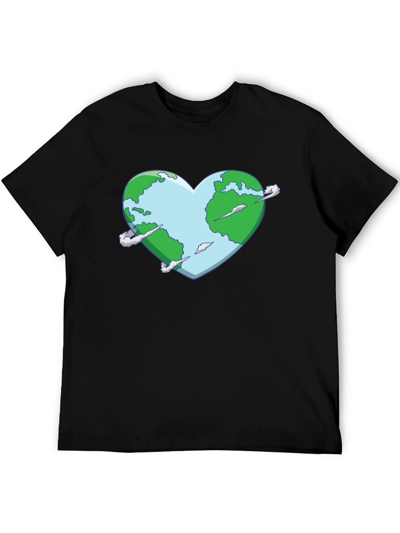 Black Earth Heart Graphic Tee - Black Cotton T-Shirt view 5