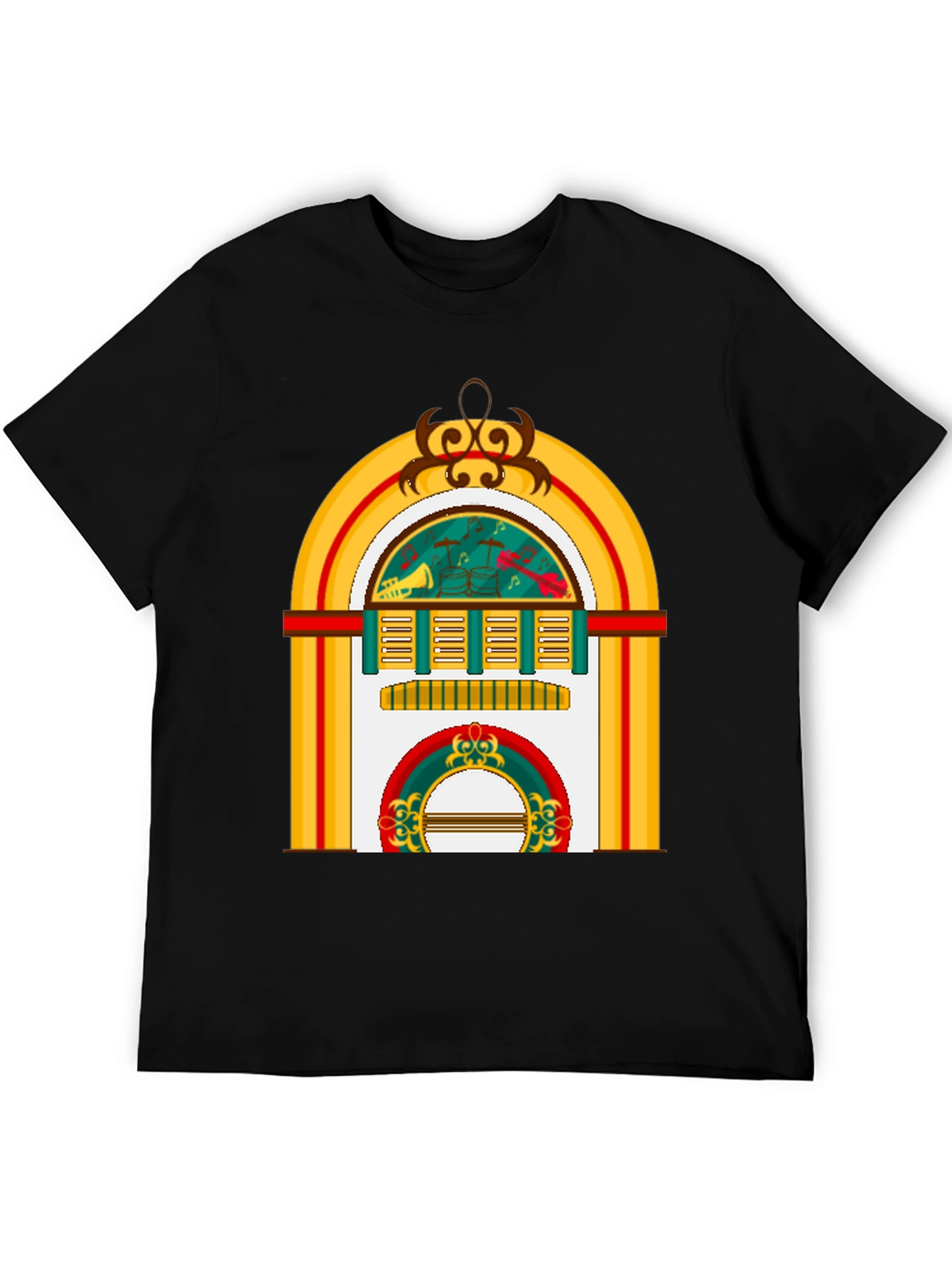 Black Retro Jukebox Graphic Tee - Musical Style view 5