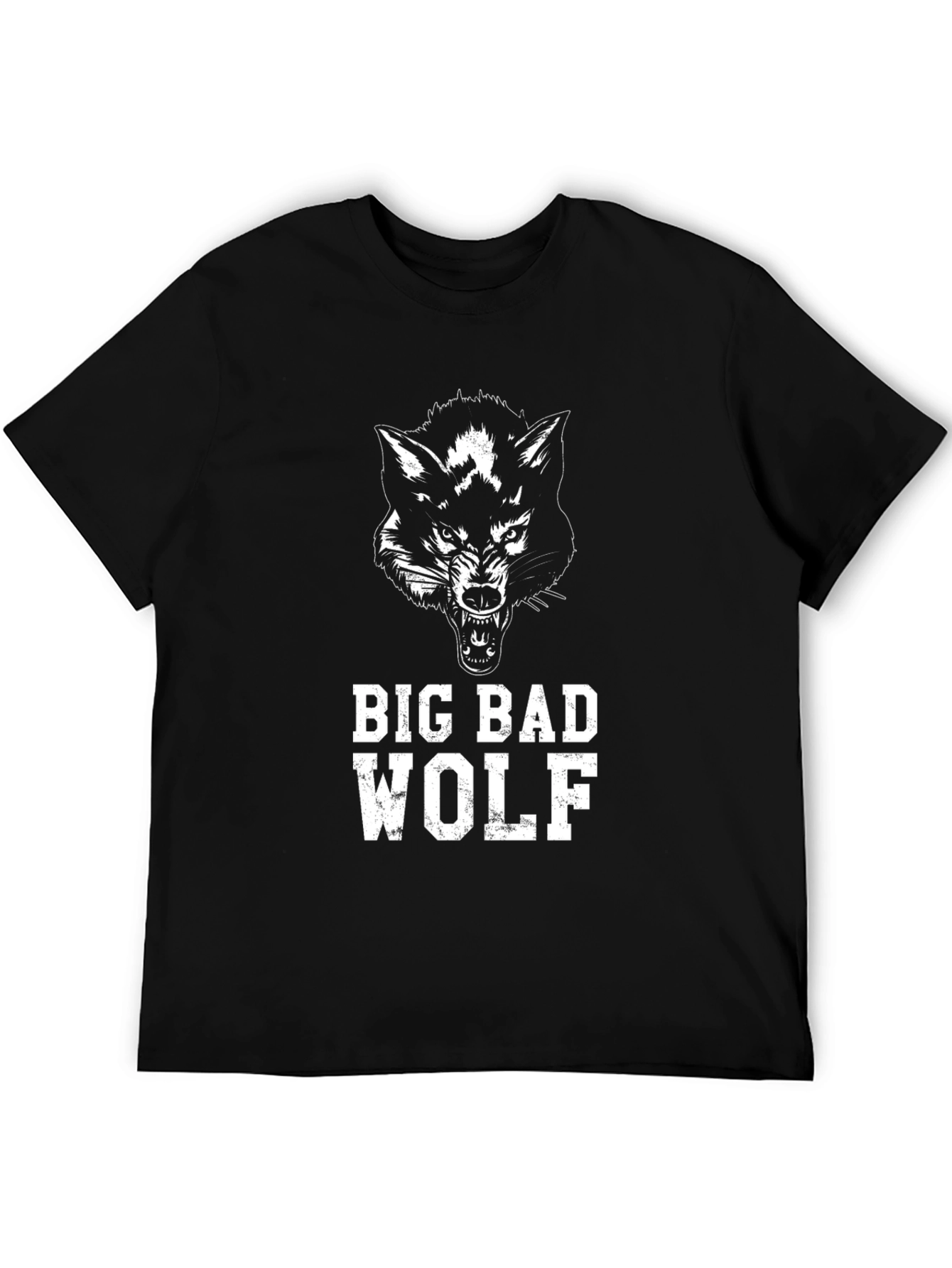 Black Big Bad Wolf Graphic Tee - Black Cotton T-Shirt view 5