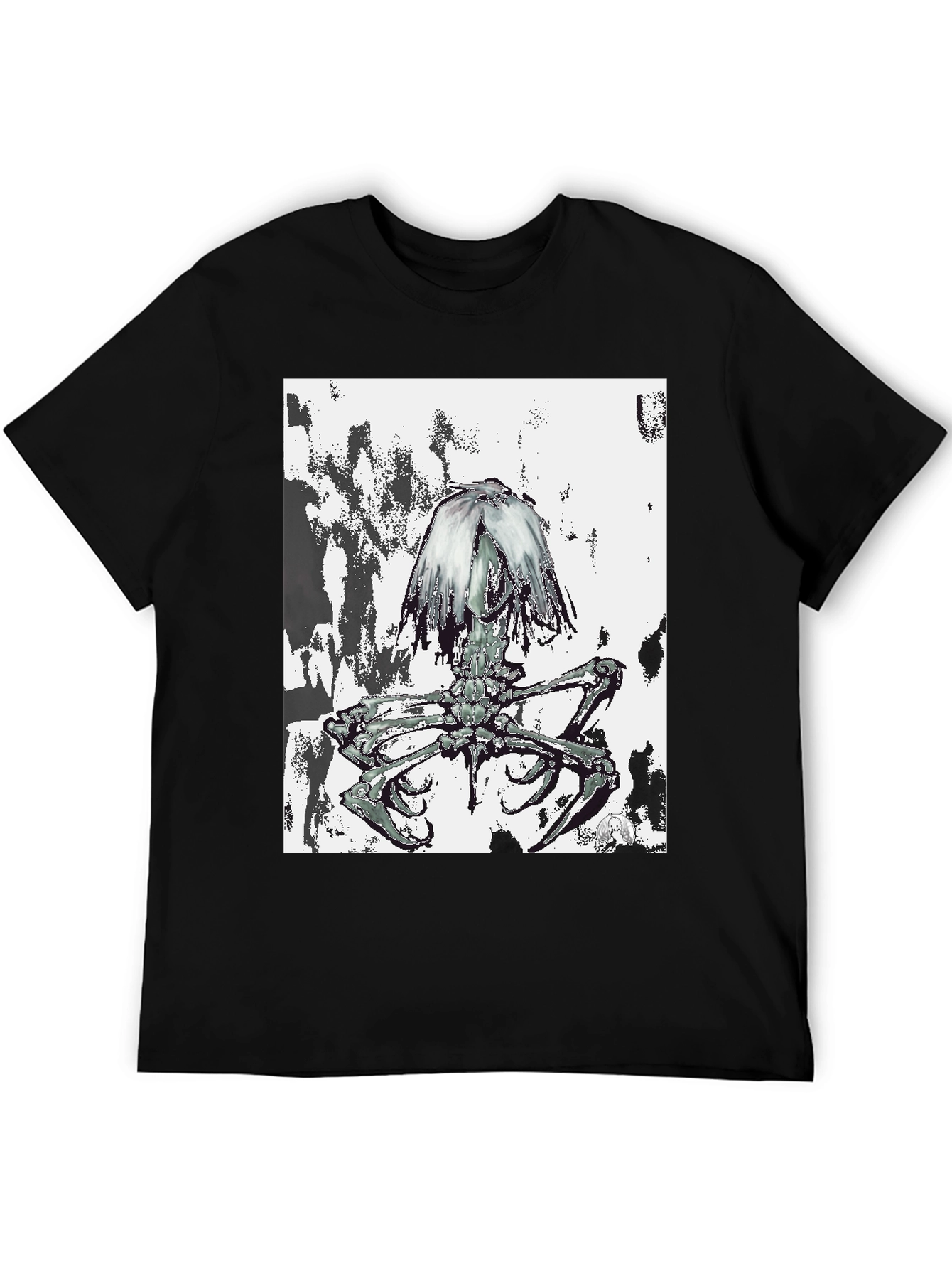 Black Unique Graphic Tee - Black Cotton Blend view 5