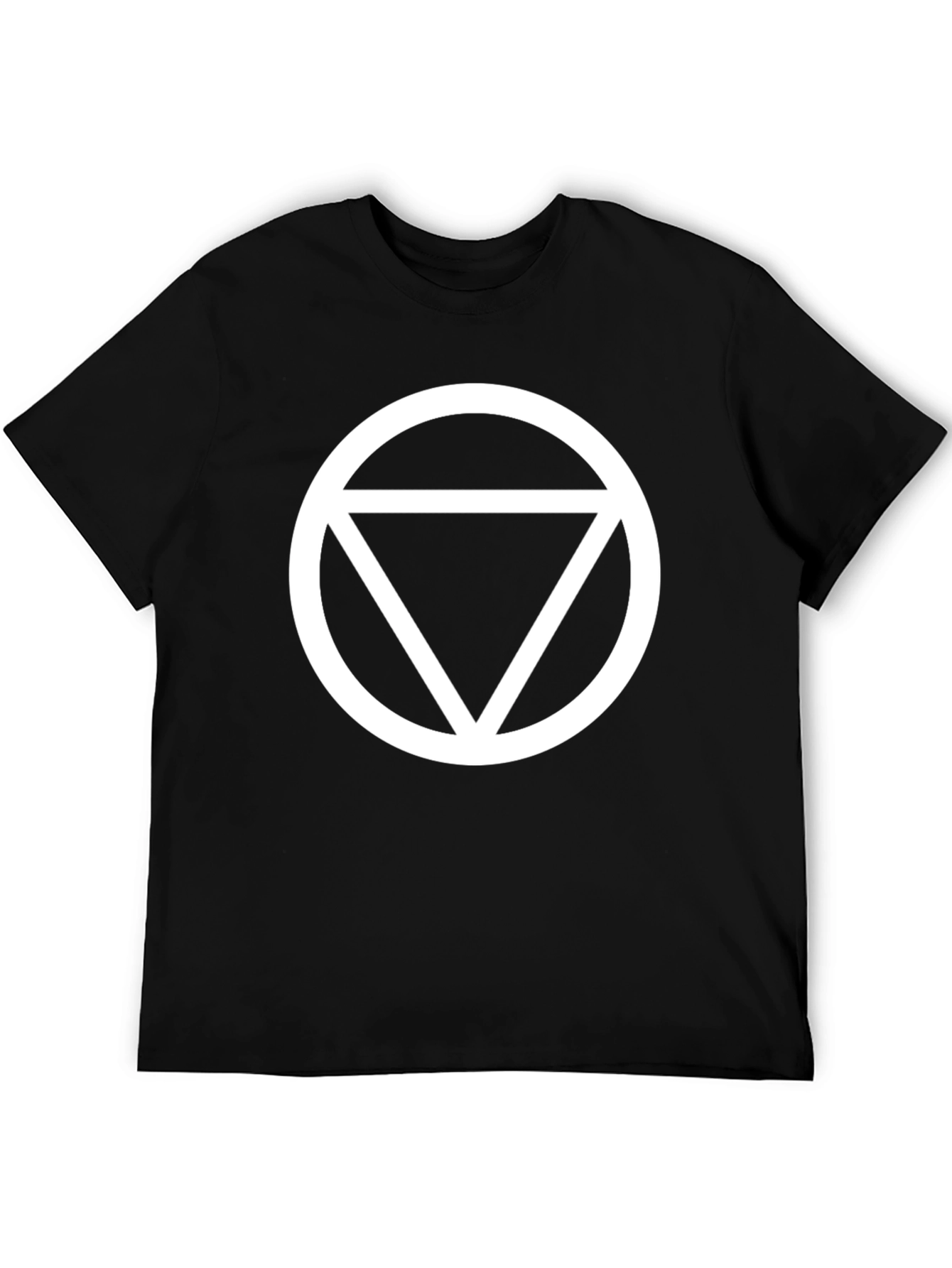 Black Geometric Circle Triangle Graphic Tee - Black Cotton T-Shirt view 5