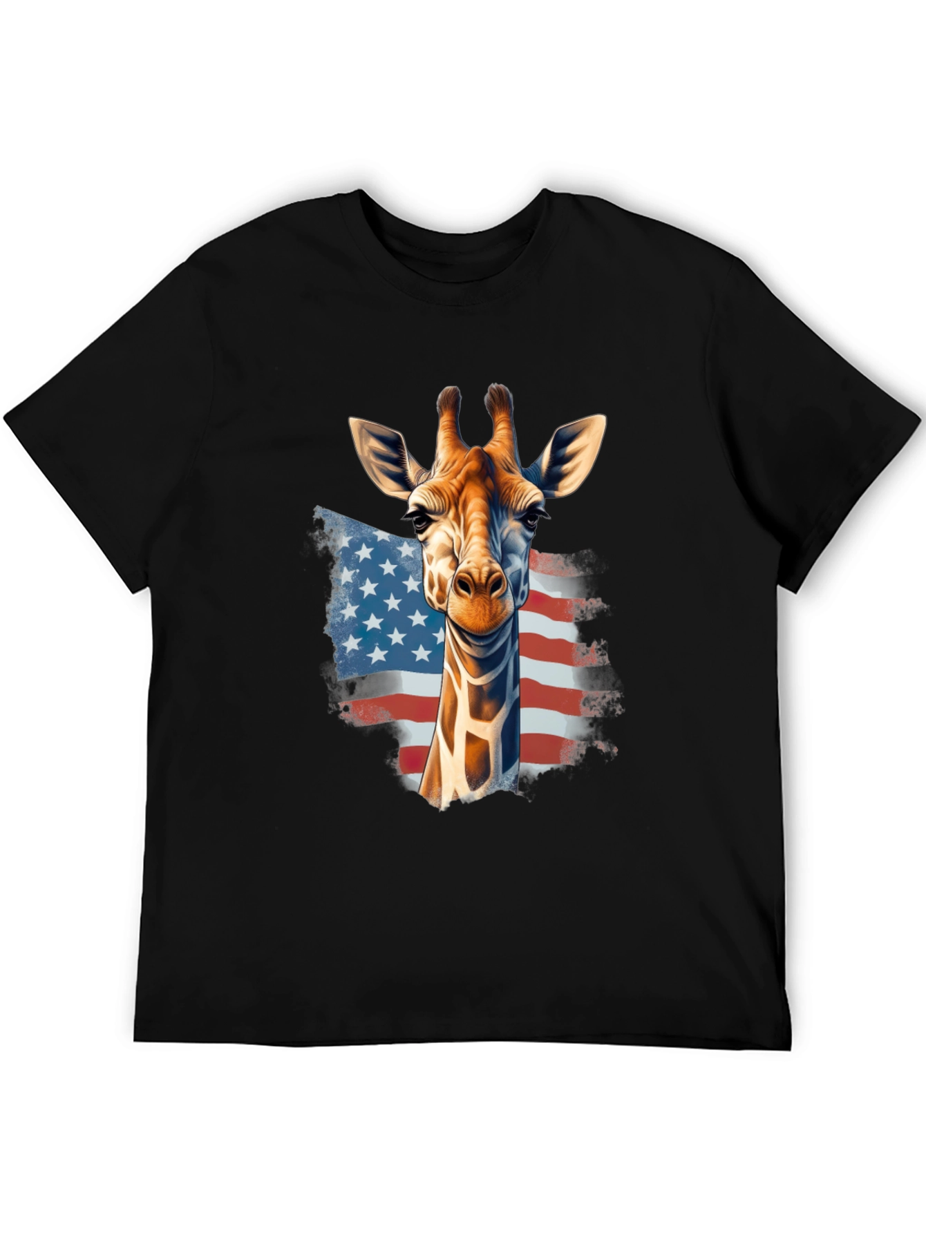 Black Giraffe USA Flag Graphic T-Shirt view 5