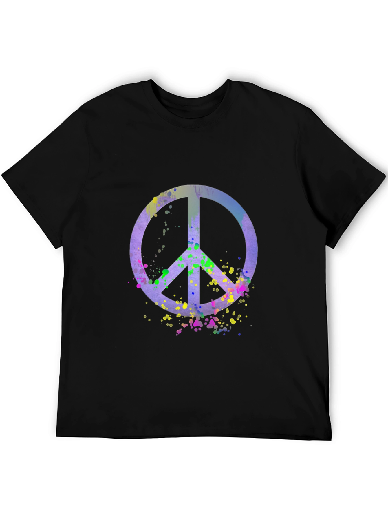 Black Peace Sign Watercolor Graphic Tee - Black view 5