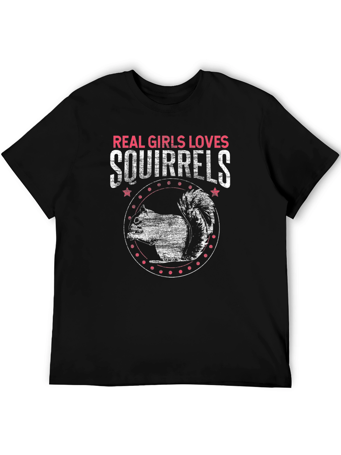 Black Real Girls Love Squirrels Black T-Shirt view 5