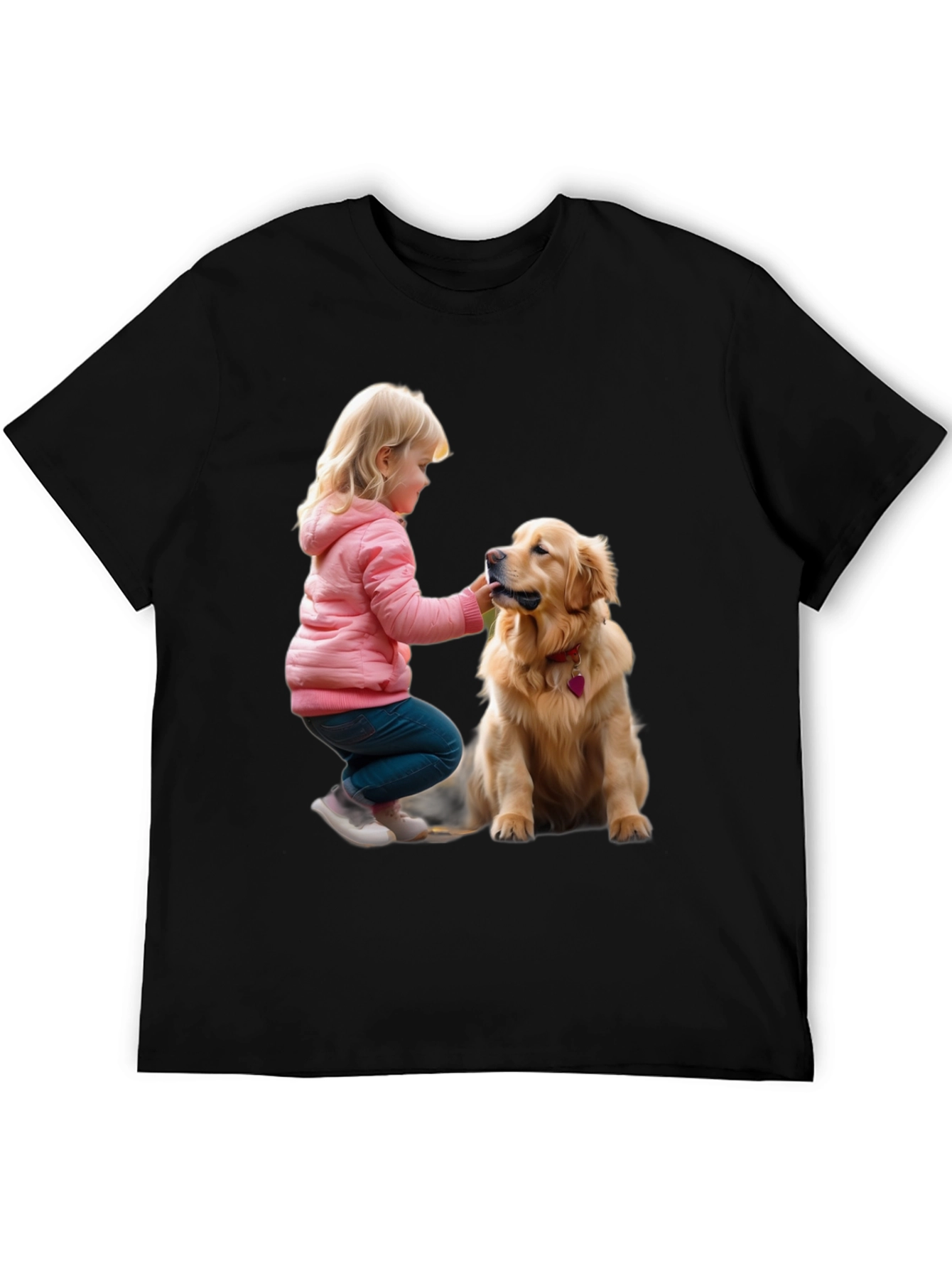 Black Cute Girl and Dog Graphic T-Shirt view 5