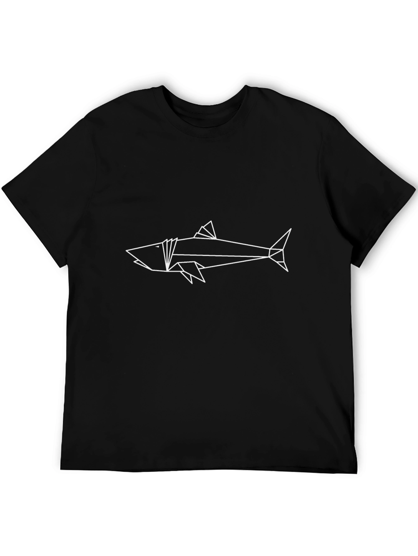 Black Geometric Shark Graphic Tee - Modern Minimalist Design view 5