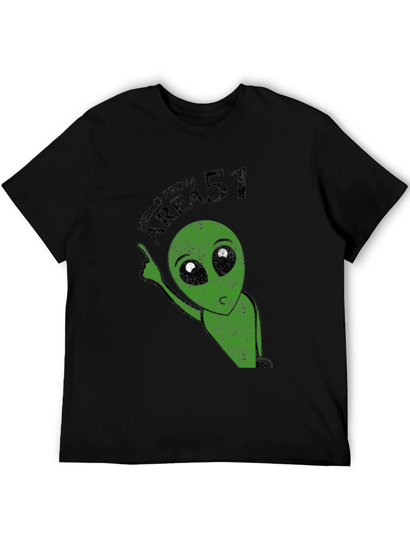 Black Area 51 Alien Graphic Print Black T-Shirt view 5