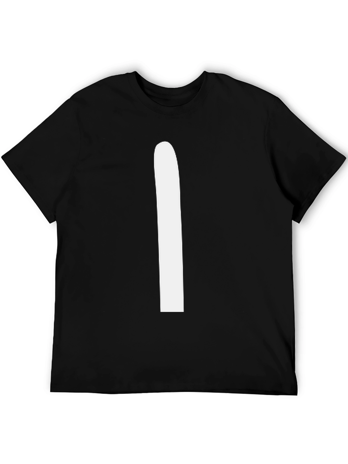 Black T-Shirt with White Stripe - 5
