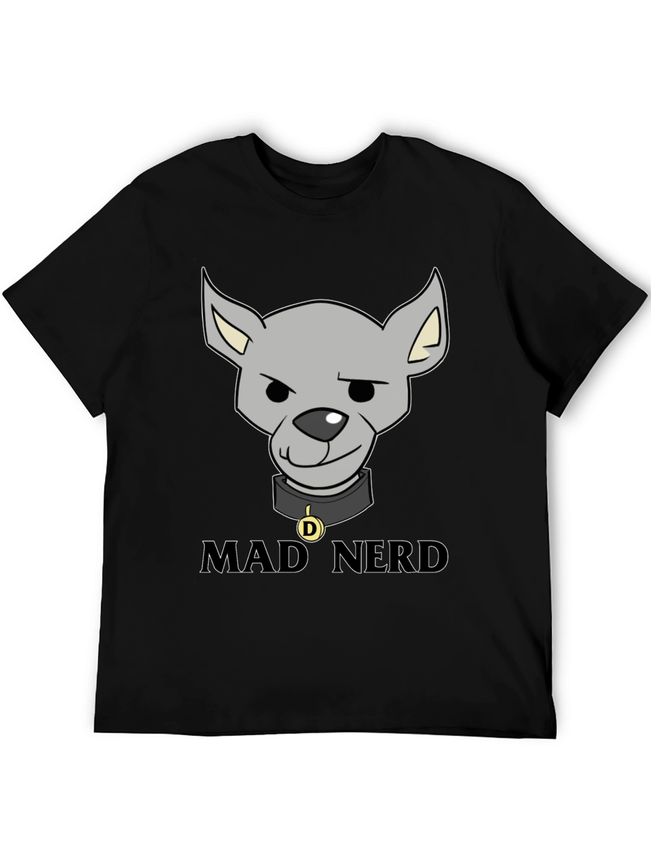 Black Mad Nerd Dog T-Shirt, Funny Geek Tee view 5