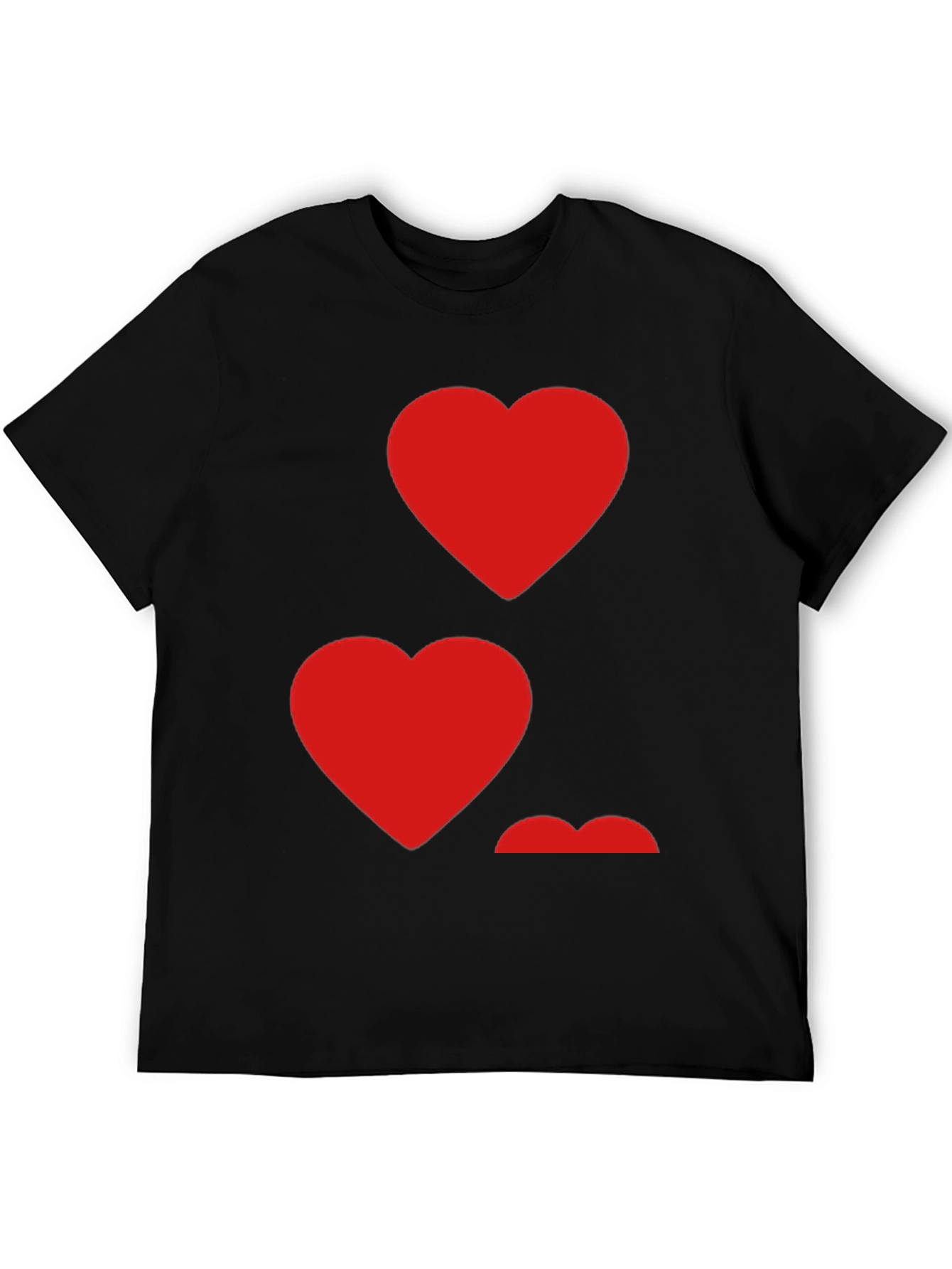 Black Heart Pattern Crew Neck Men's T-Shirt view 5