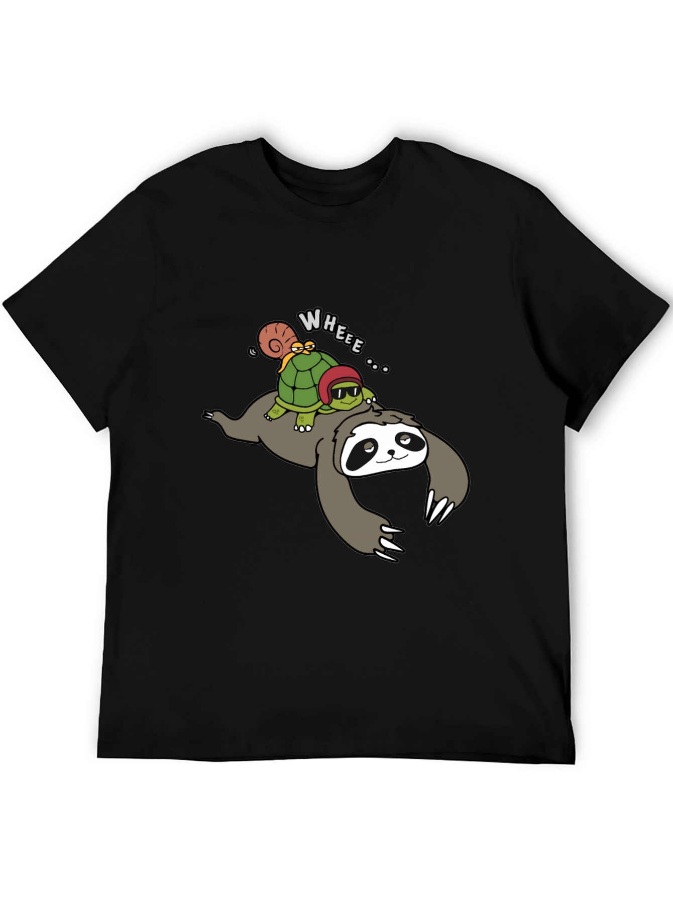 Black Sloth & Turtle Fun T-Shirt view 5
