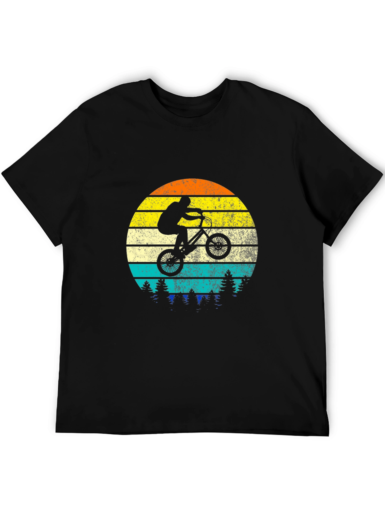 Black BMX Rider Vintage Sunset Graphic Tee view 5