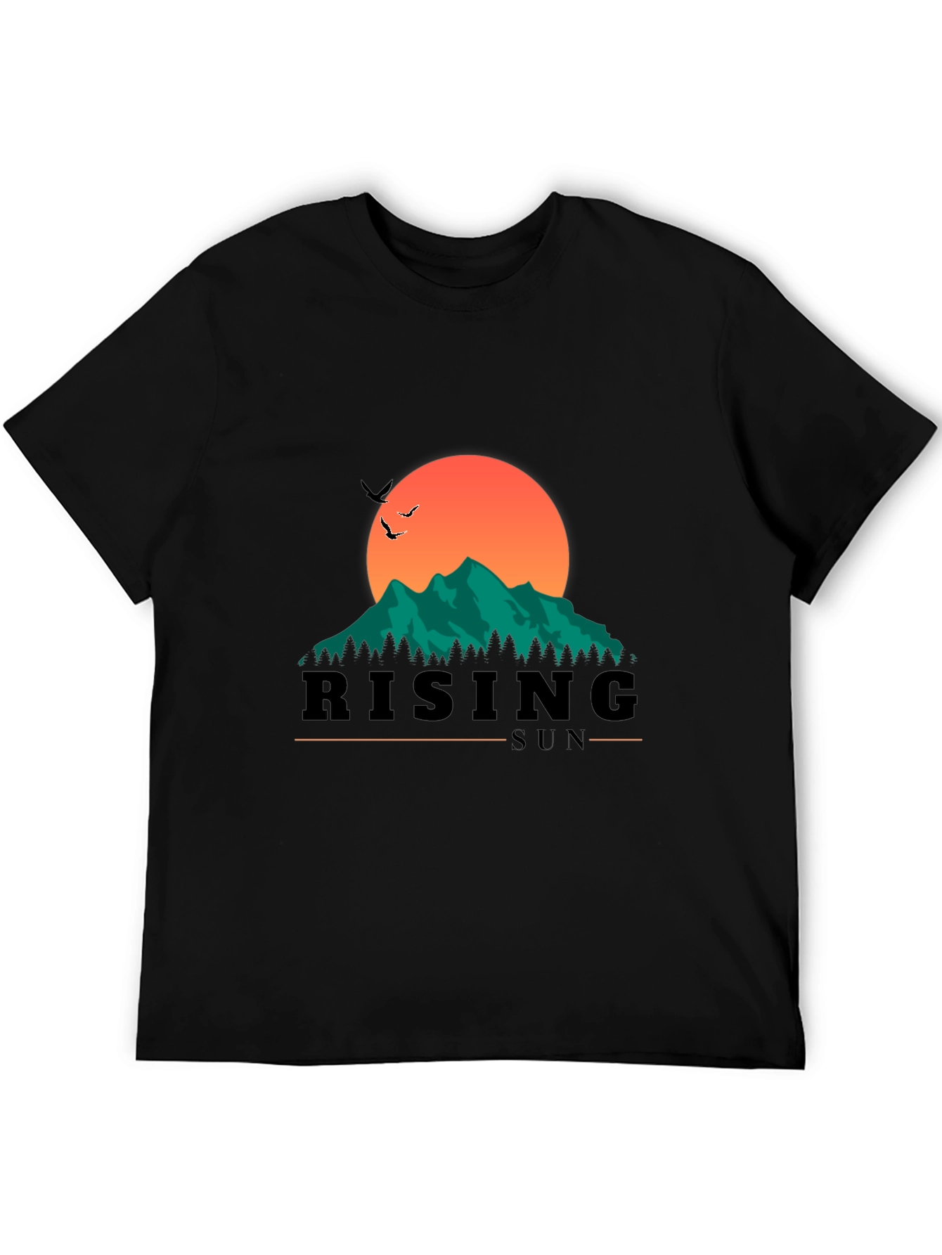 Black Rising Sun Graphic Tee - Nature Inspired Design view 5