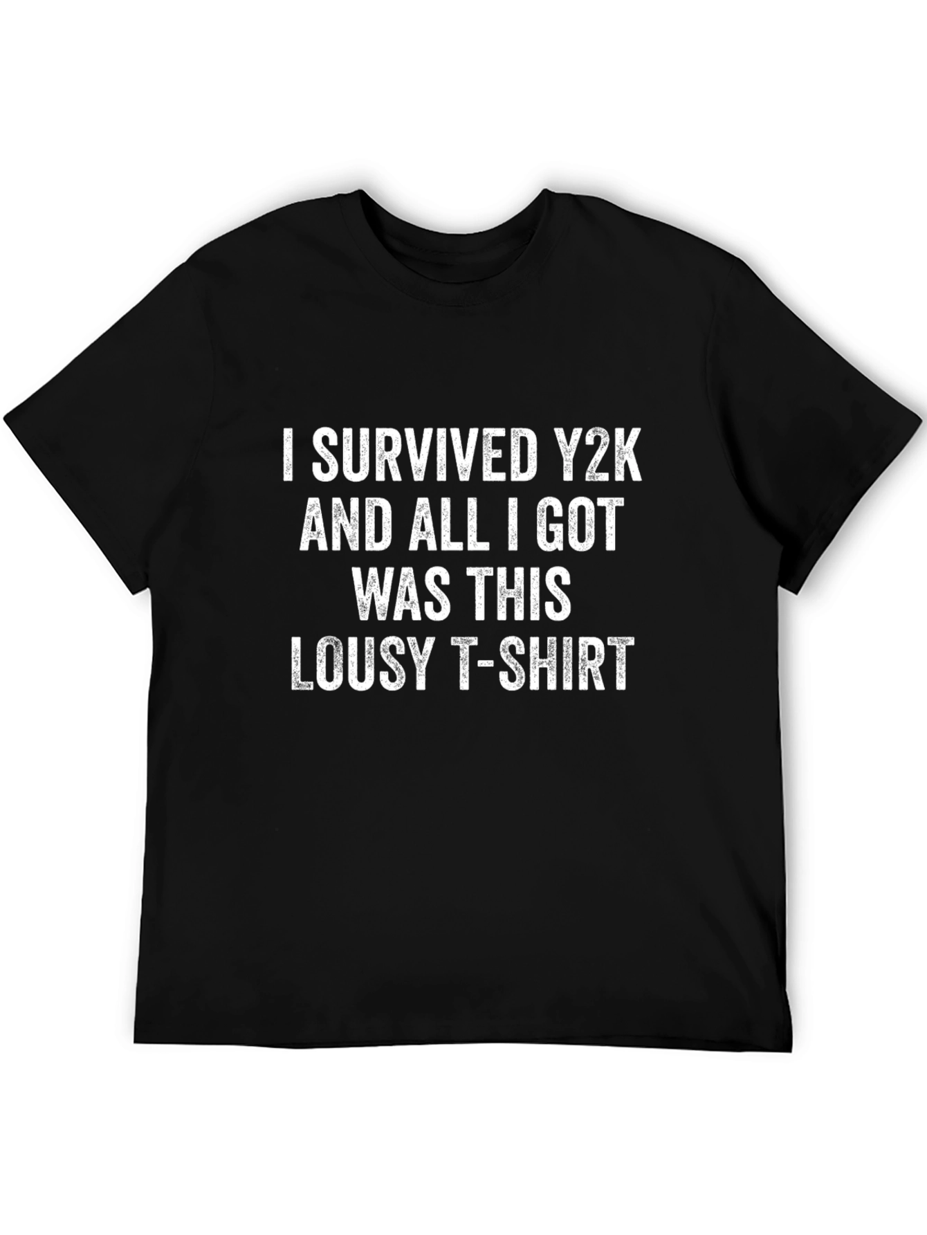 Black I Survived Y2K Funny Graphic T-Shirt view 5