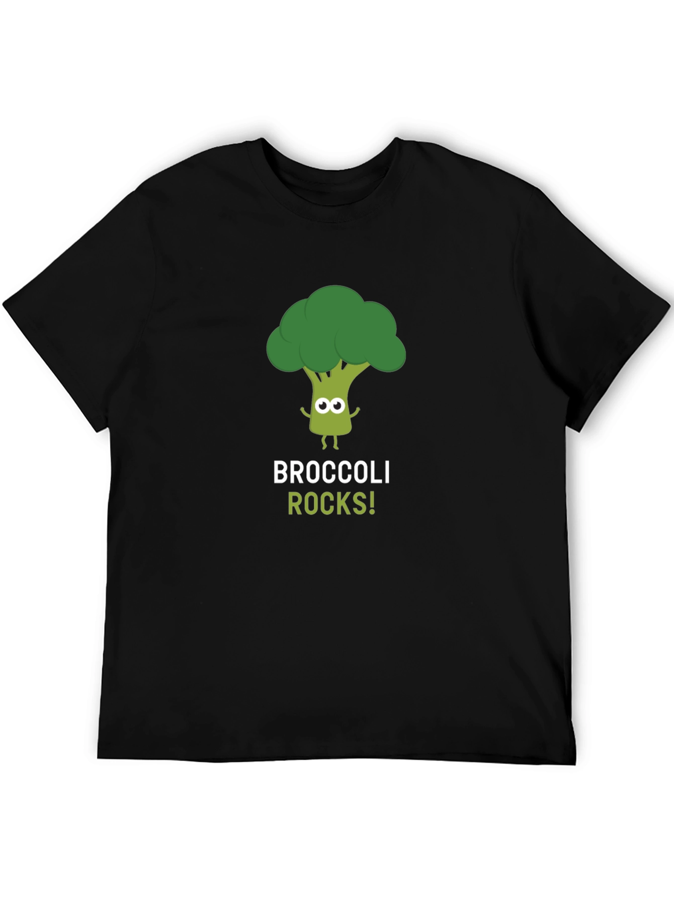 Black Broccoli Rocks Graphic Tee - Black Cotton T-Shirt view 5