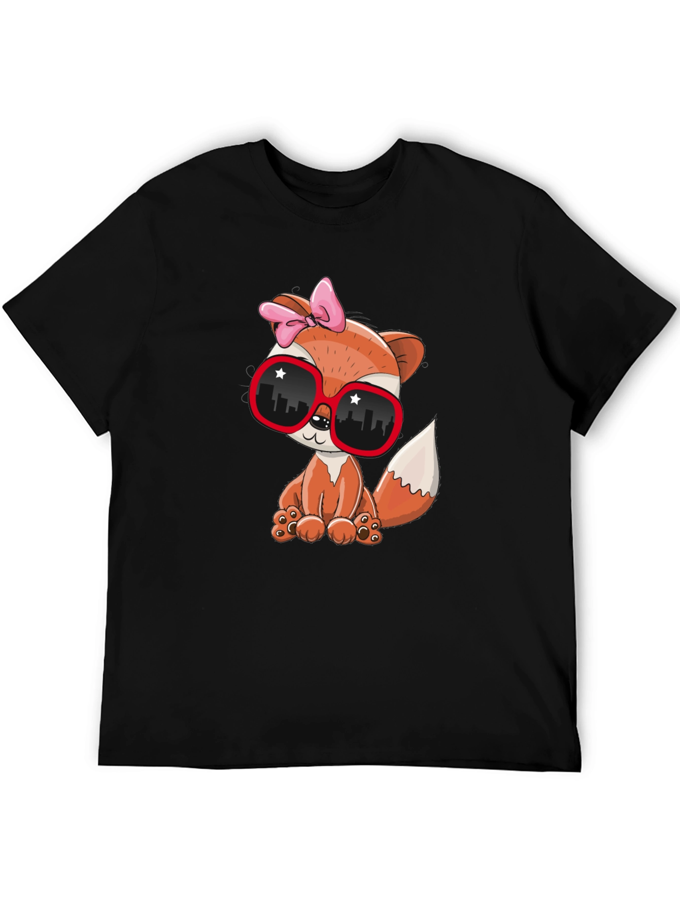Black Cool Fox Graphic Tee - Unisex Fashion Shirt view 5