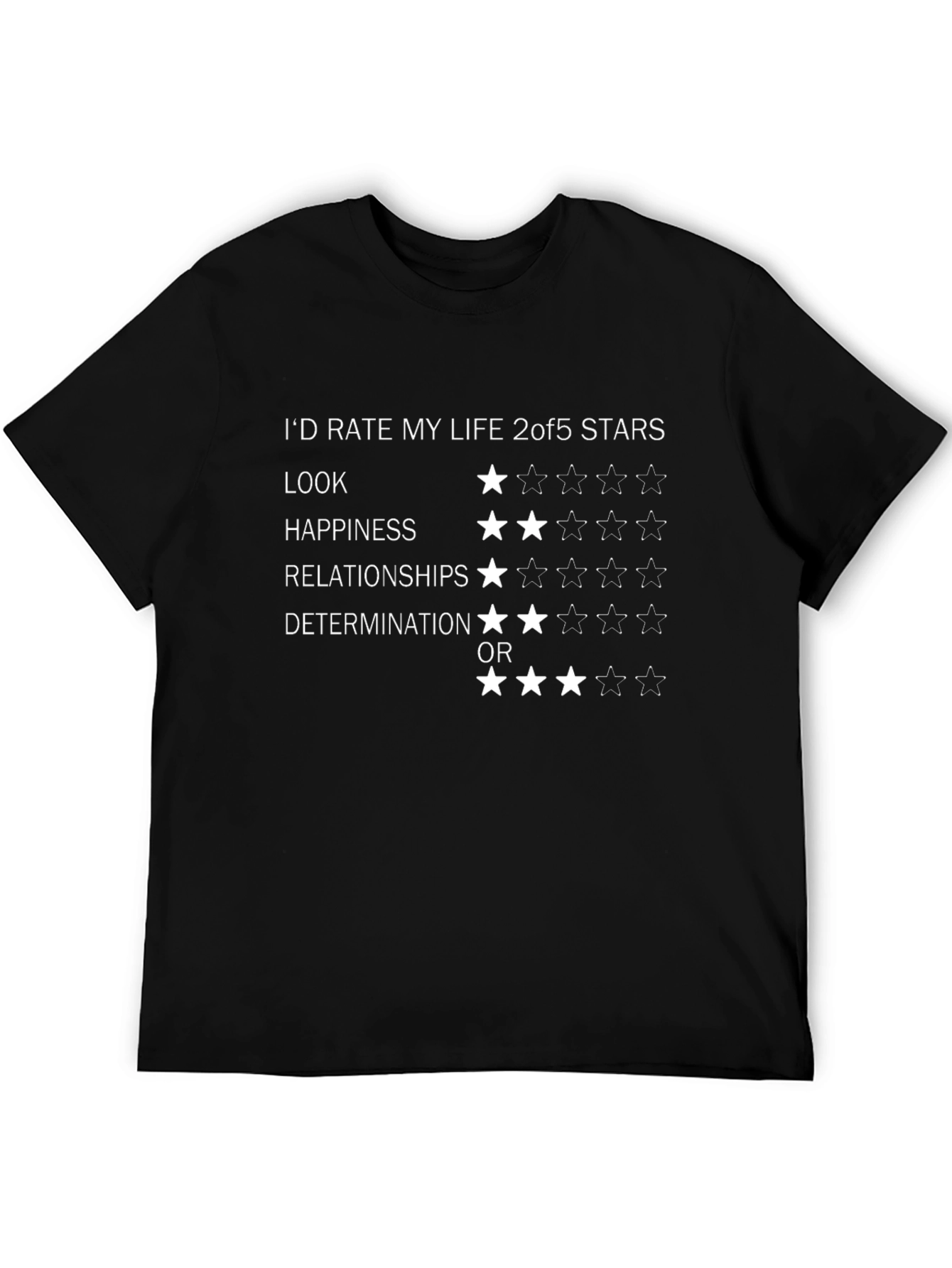 Black 2 of 5 Stars Rating T-Shirt - Funny Novelty Tee view 5