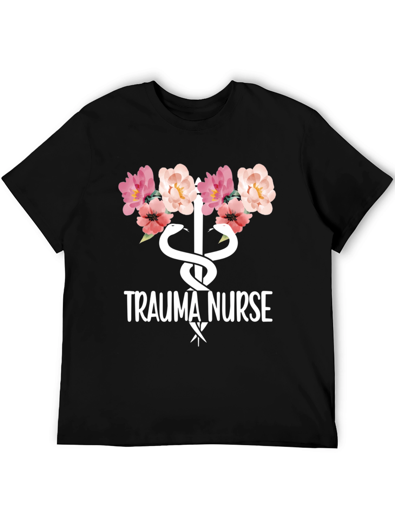 Black Trauma Nurse Floral Graphic Tee - Medical Apparel view 5