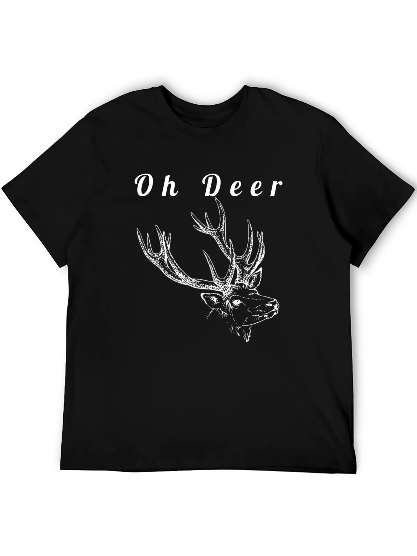 Black Oh Deer Graphic T-Shirt - Black Cotton Tee with Deer Antlers view 5