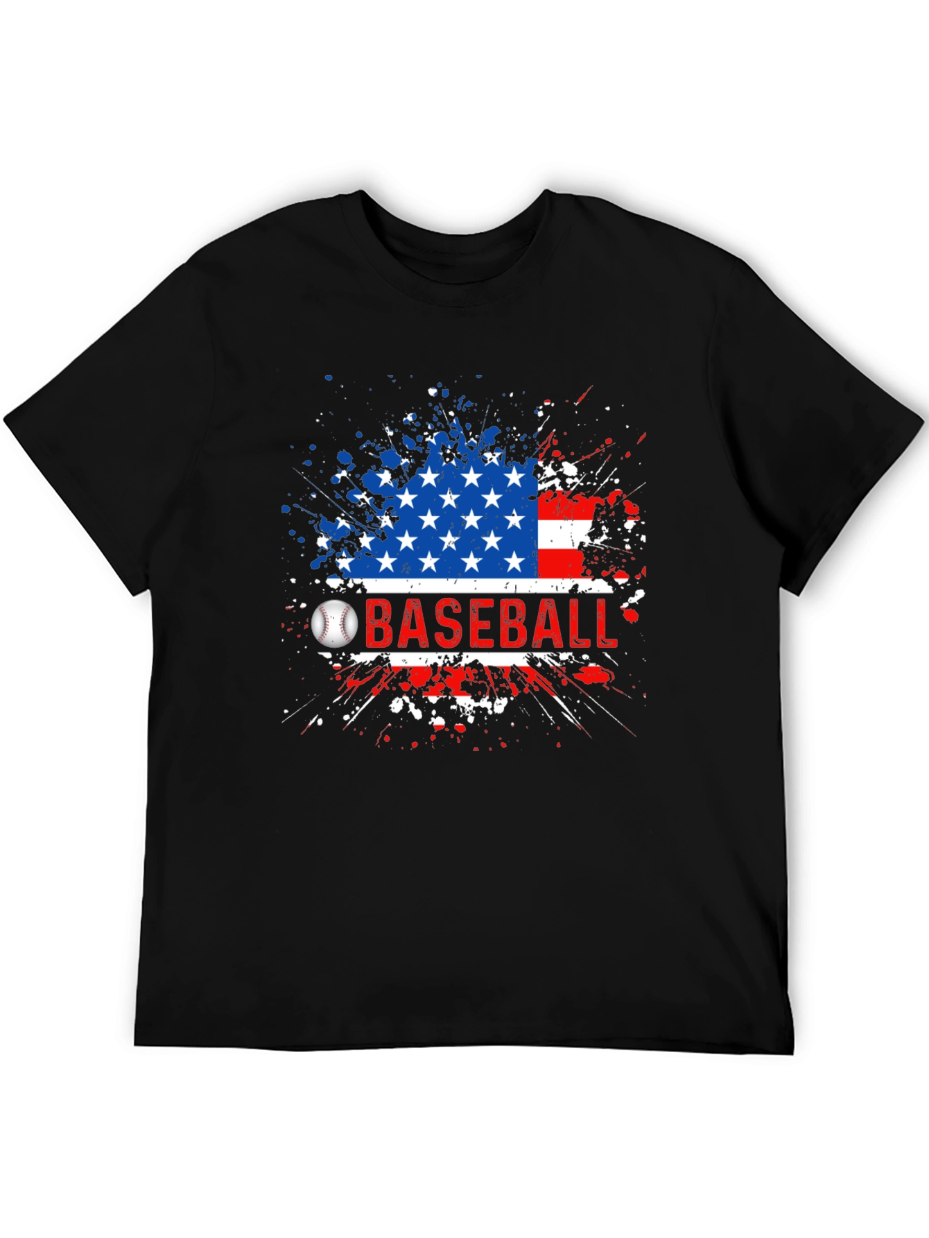 Black Baseball American Flag T-Shirt view 5