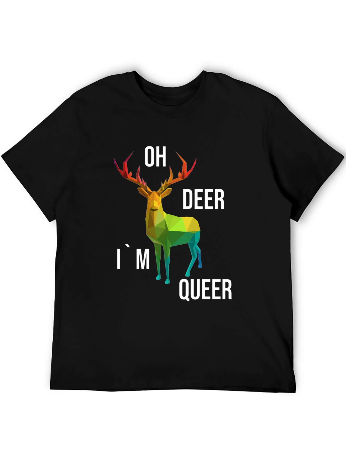 Black Oh Deer I'm Queer Black T-Shirt view 5