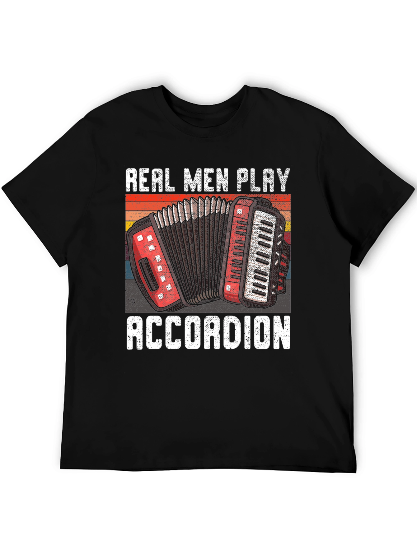 Black Real Men Play Accordion Graphic Tee - Musician Gift view 5