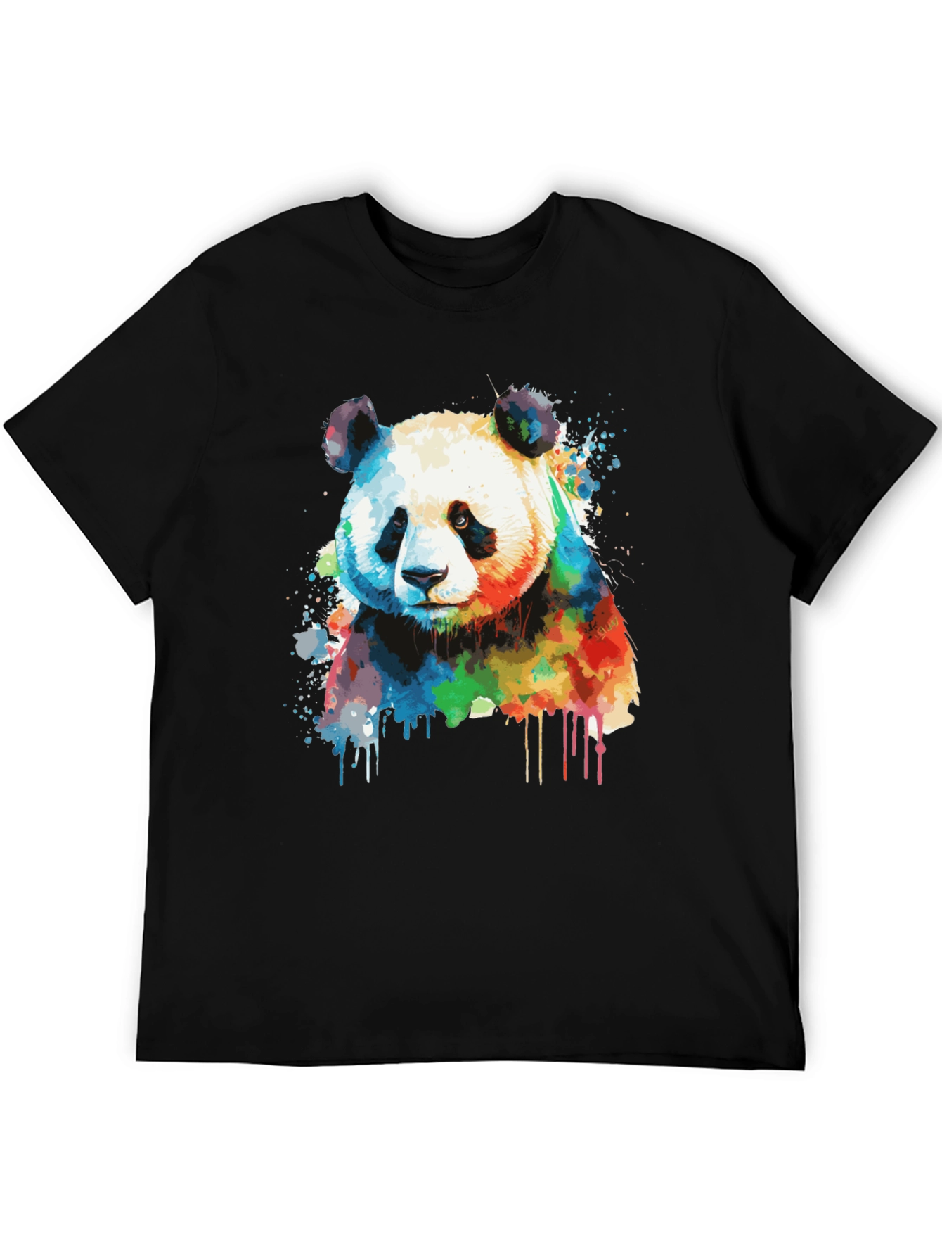 Black Watercolor Panda Bear T-Shirt - Unique Graphic Tee view 5