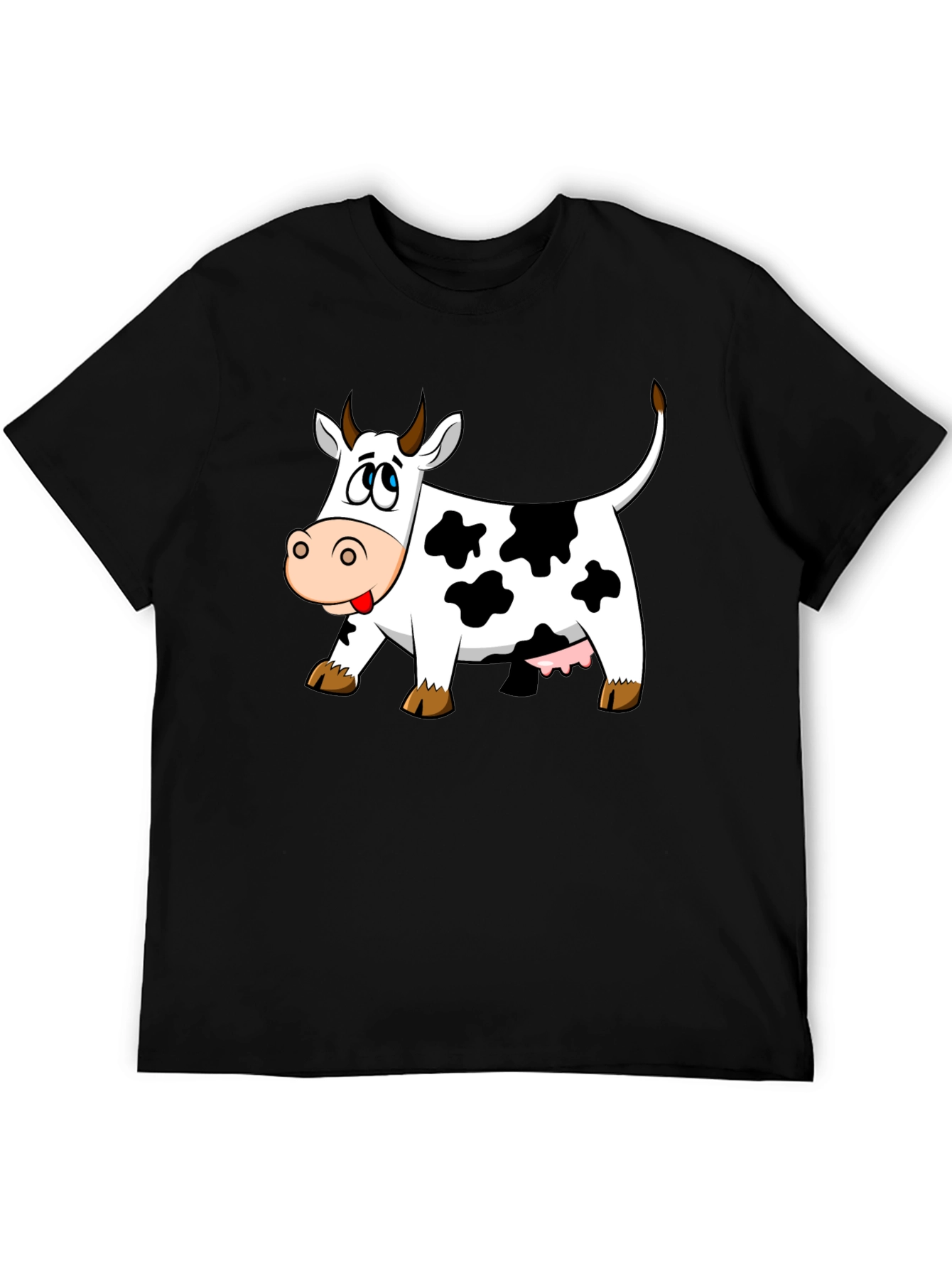 Black Cartoon Cow Graphic Tee - Black view 5