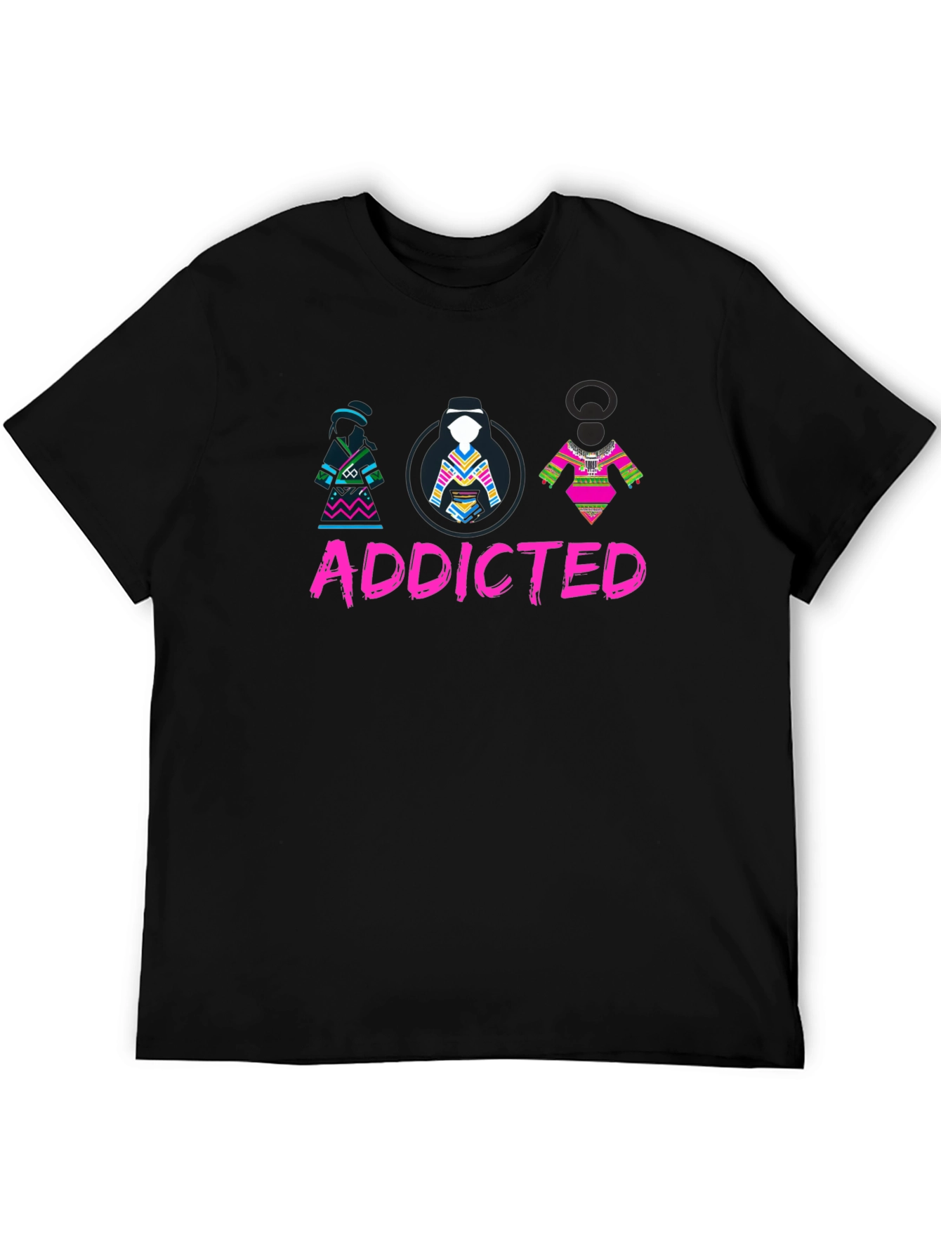 Black Addicted Native Style Black T-Shirt view 5
