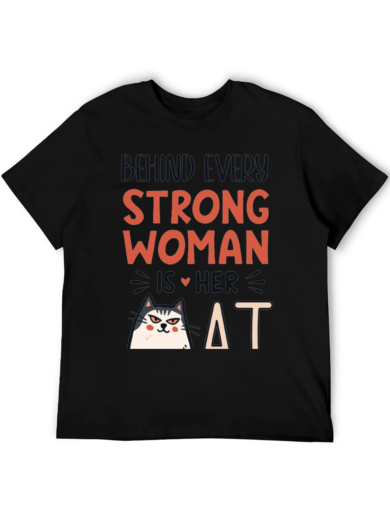 Black Strong Woman Cat T-Shirt view 5