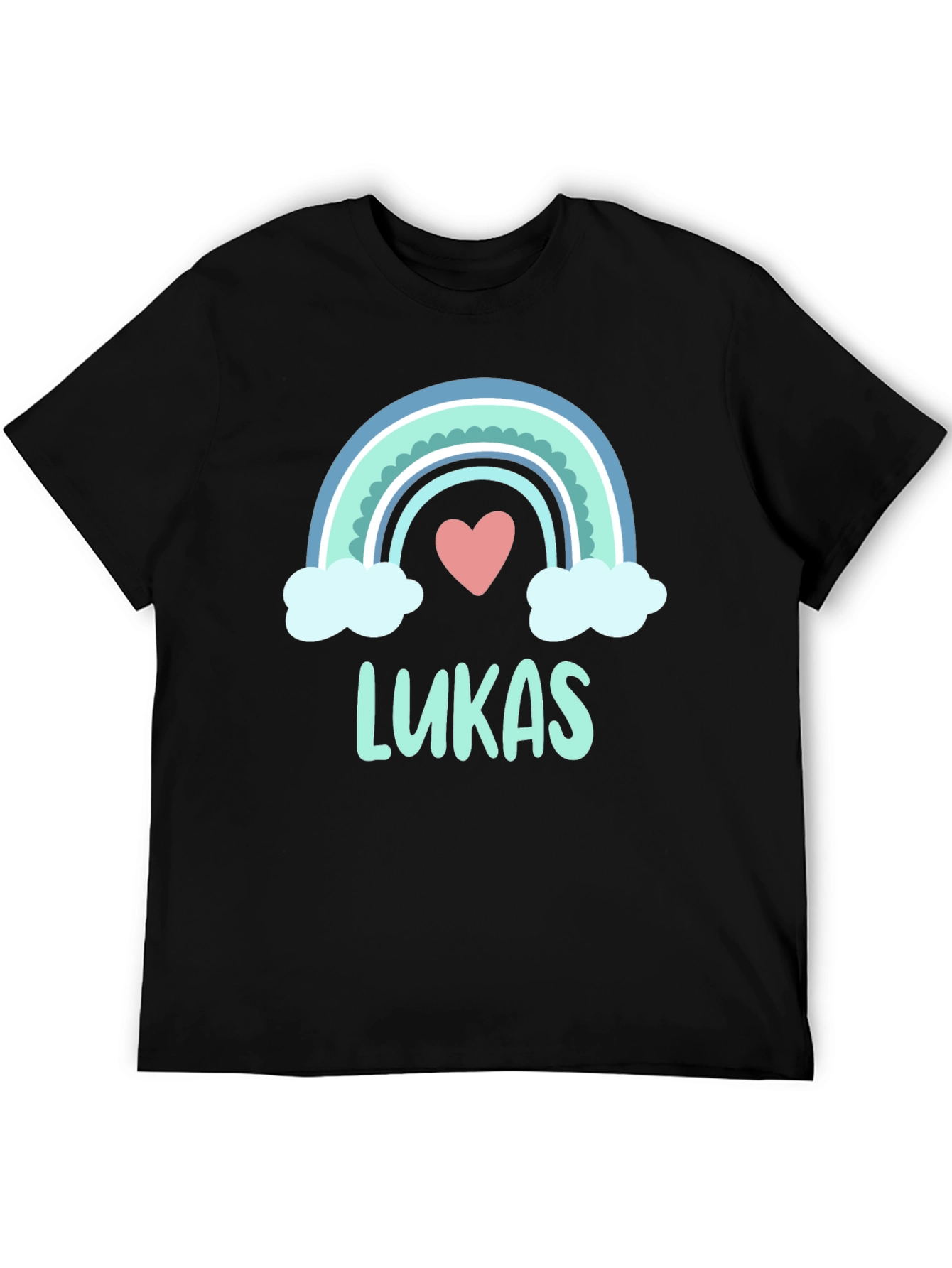 Black Lukas Rainbow Heart Custom T-Shirt view 5