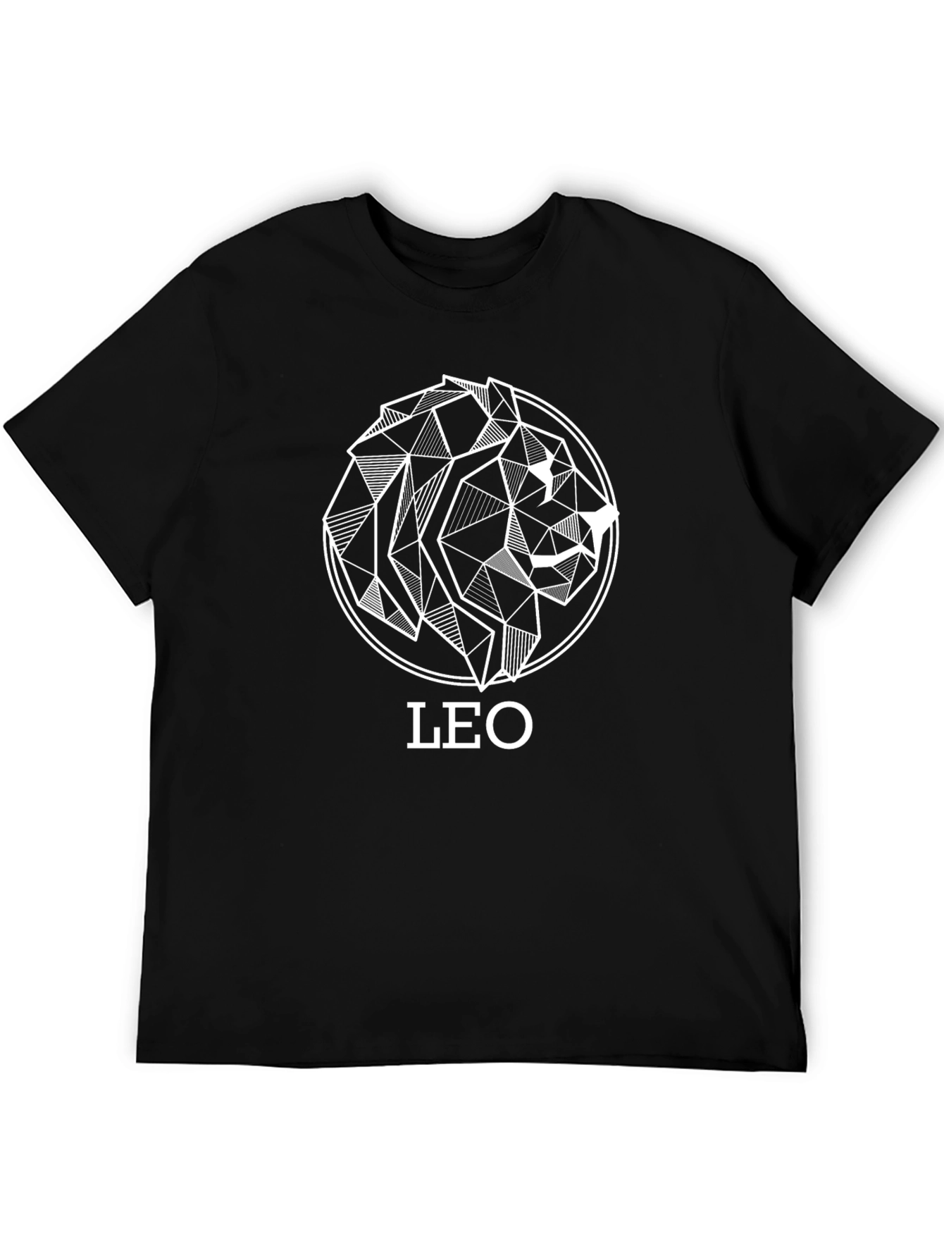 Black Geometric Leo Zodiac Black T-Shirt view 5