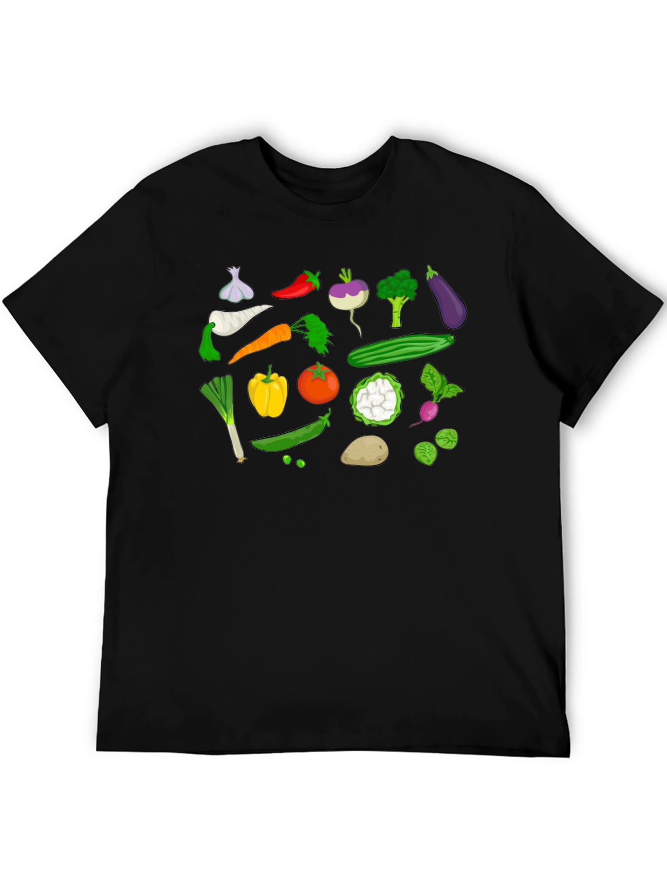 Black Vegetable Print Black T-Shirt view 5